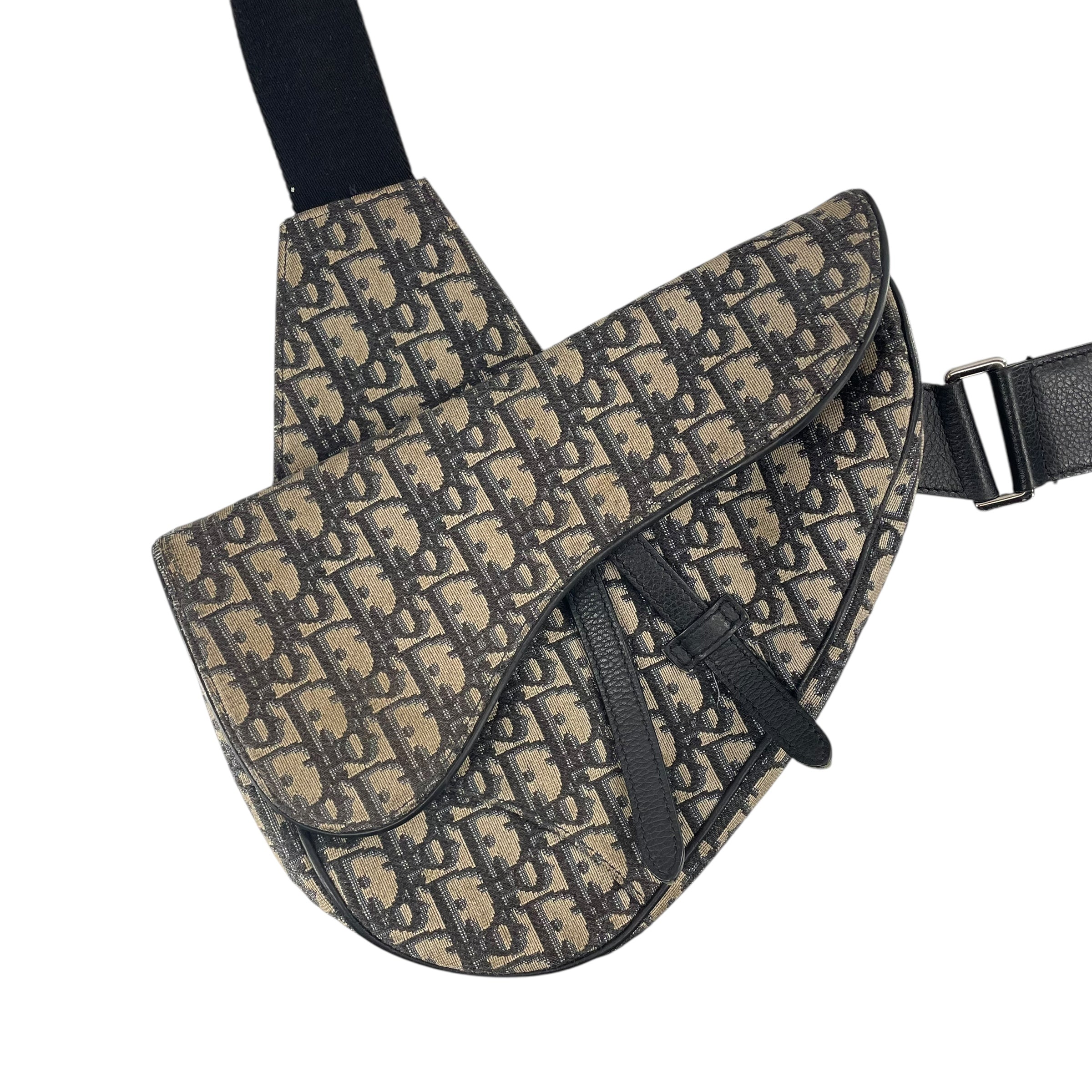 Christian Dior/Cross Body Bag/Monogram/Cotton/GRY/SADDLE + CLIP view 3