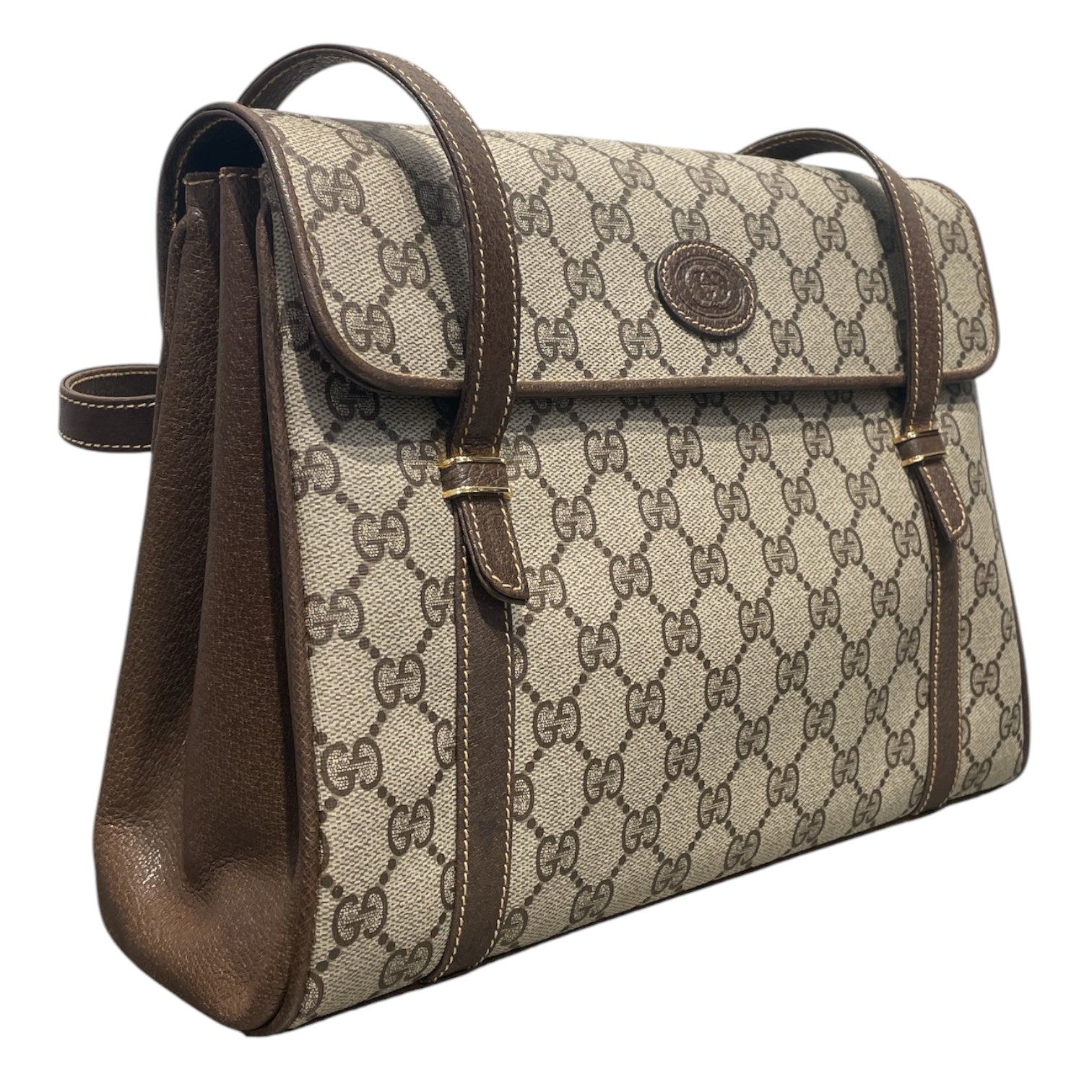 GUCCI/Hand Bag/Monogram/Leather/BEG/VINTAGE FOLD OVER BAG view 6