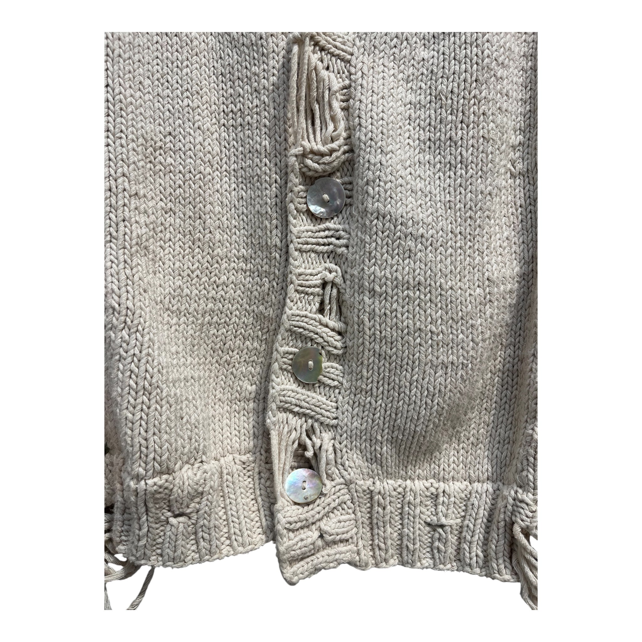 KARTIK RESEARCH/Heavy Cardigan/XL/Stripe/Cotton/CRM/Distressed/DISTRESSED INTARSIA CARDIGAN view 5