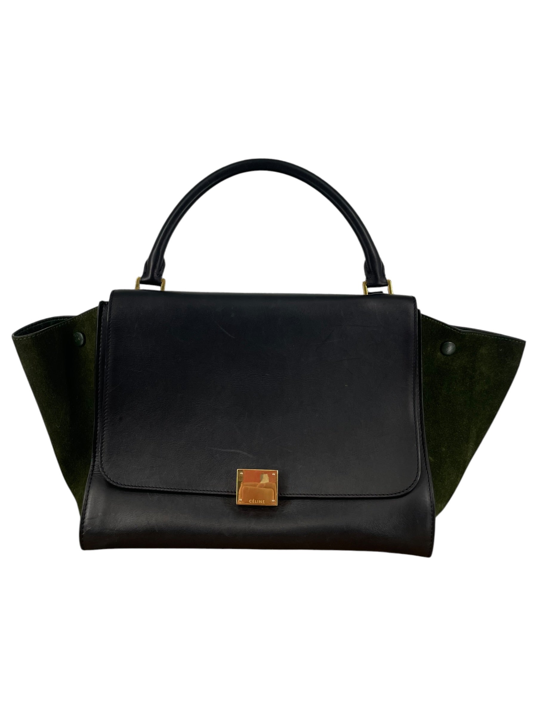 CELINE/Bag/Leather/GRN/TRAPEZE BAG GREEN SUEDE LINING view 1