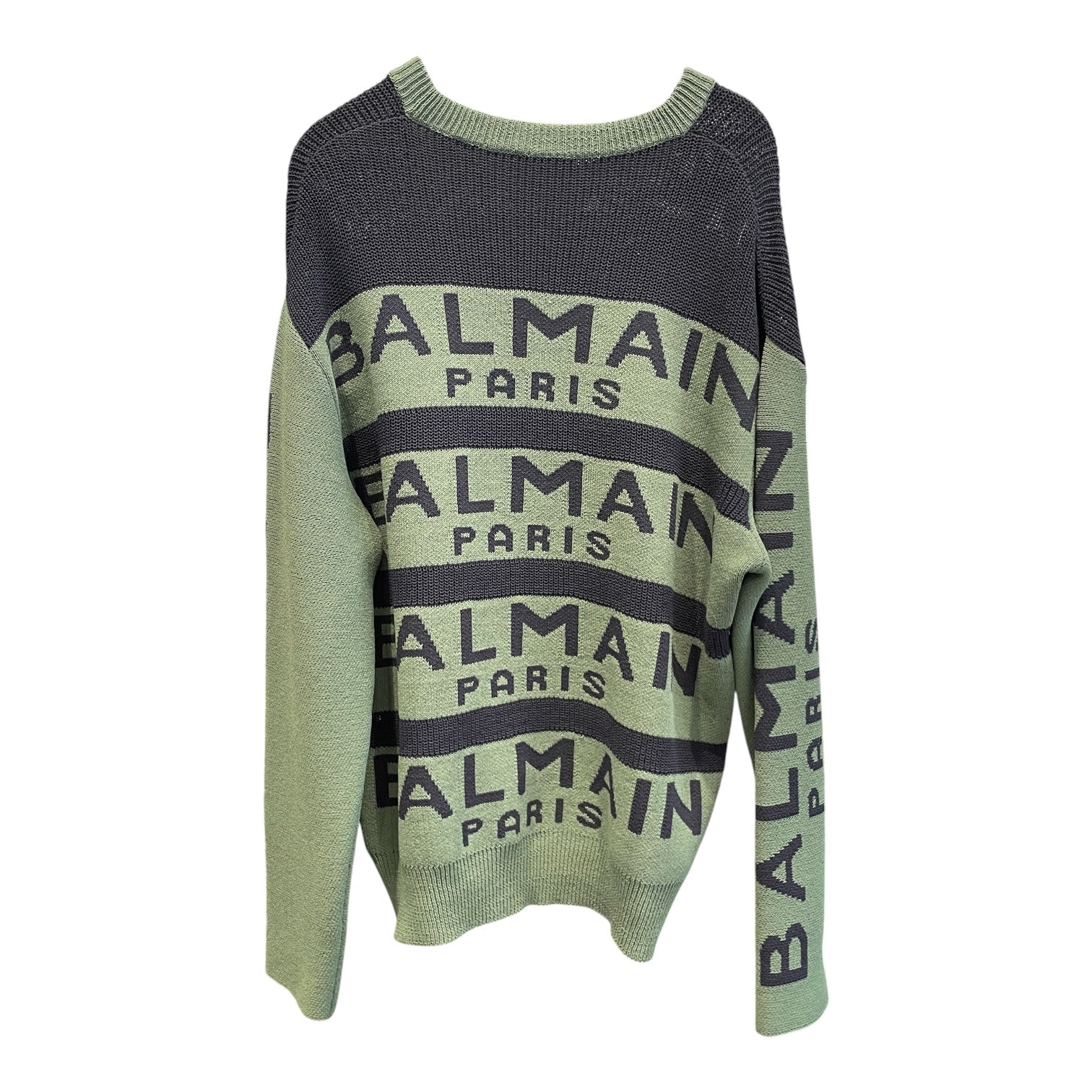 BALMAIN/Heavy Sweater/XL/Stripe/Cotton/GRN/BALMAIN PRINTED PULLOVER view 2