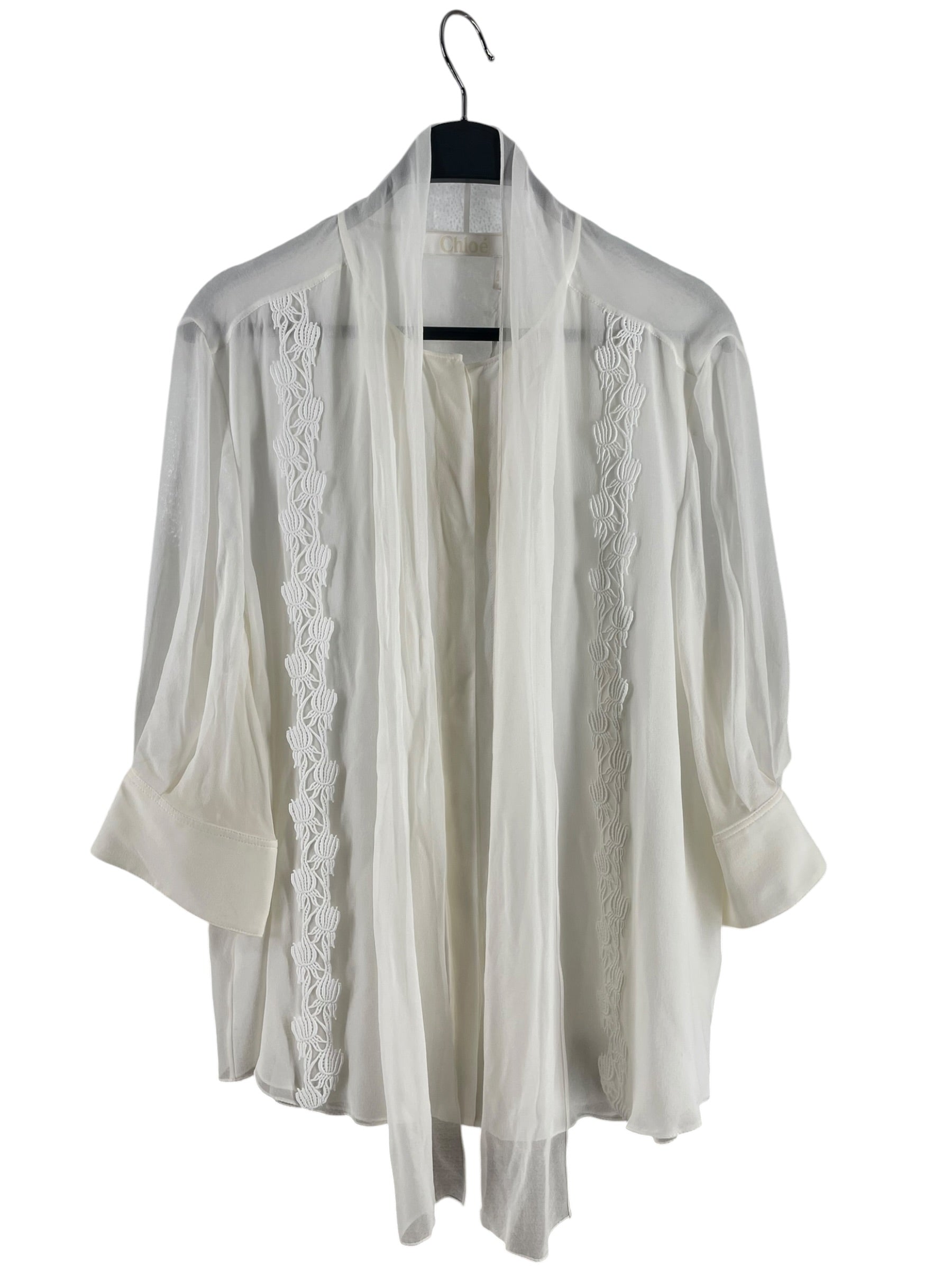 Chloe/LS Blouse/44/Polyester/CRM/ICONIC MILK SHEER BLOUSE view 1