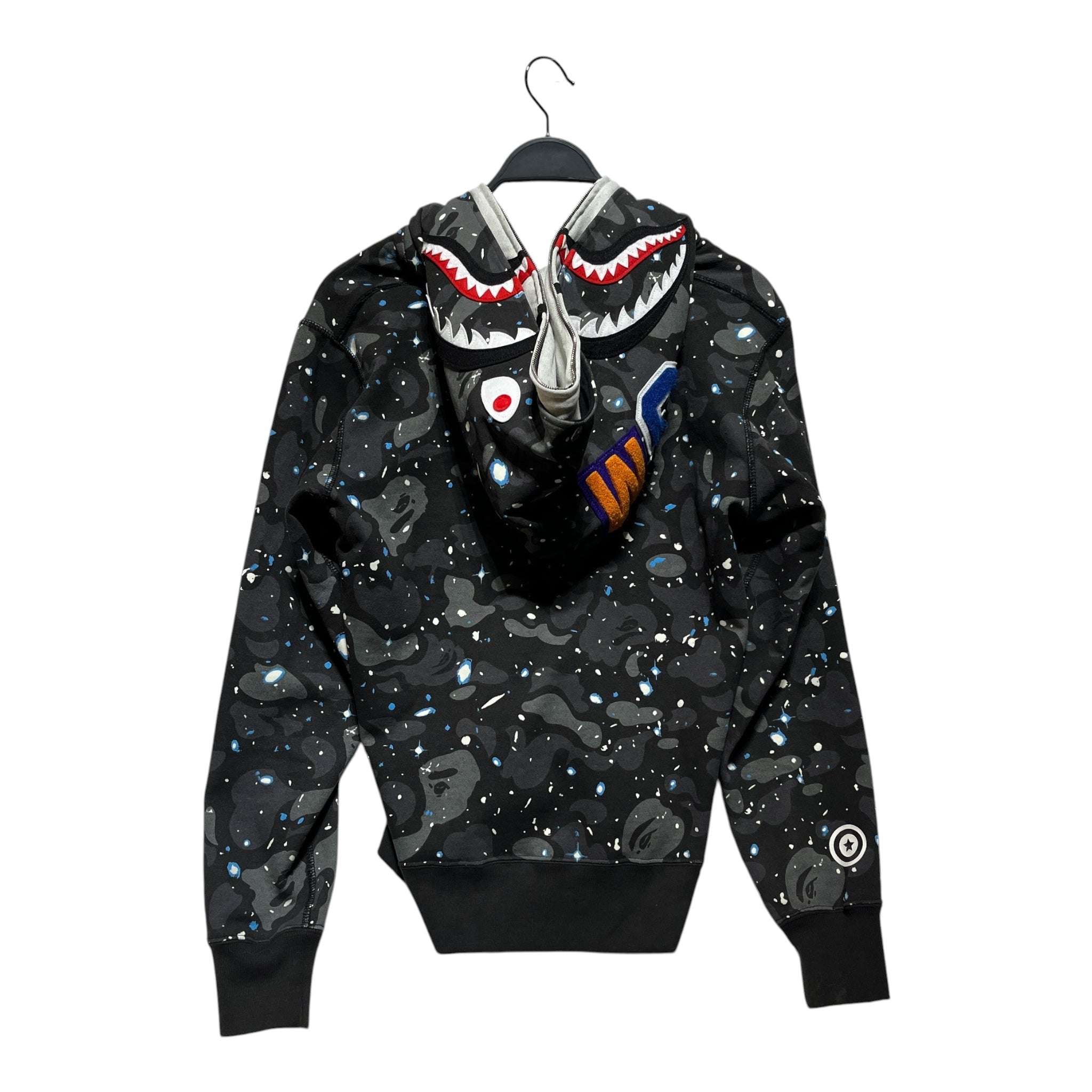 A BATHING APE/Hoodie/M/All Over Print/Cotton/BLK/DOUBLE LAYER SHARK view 2