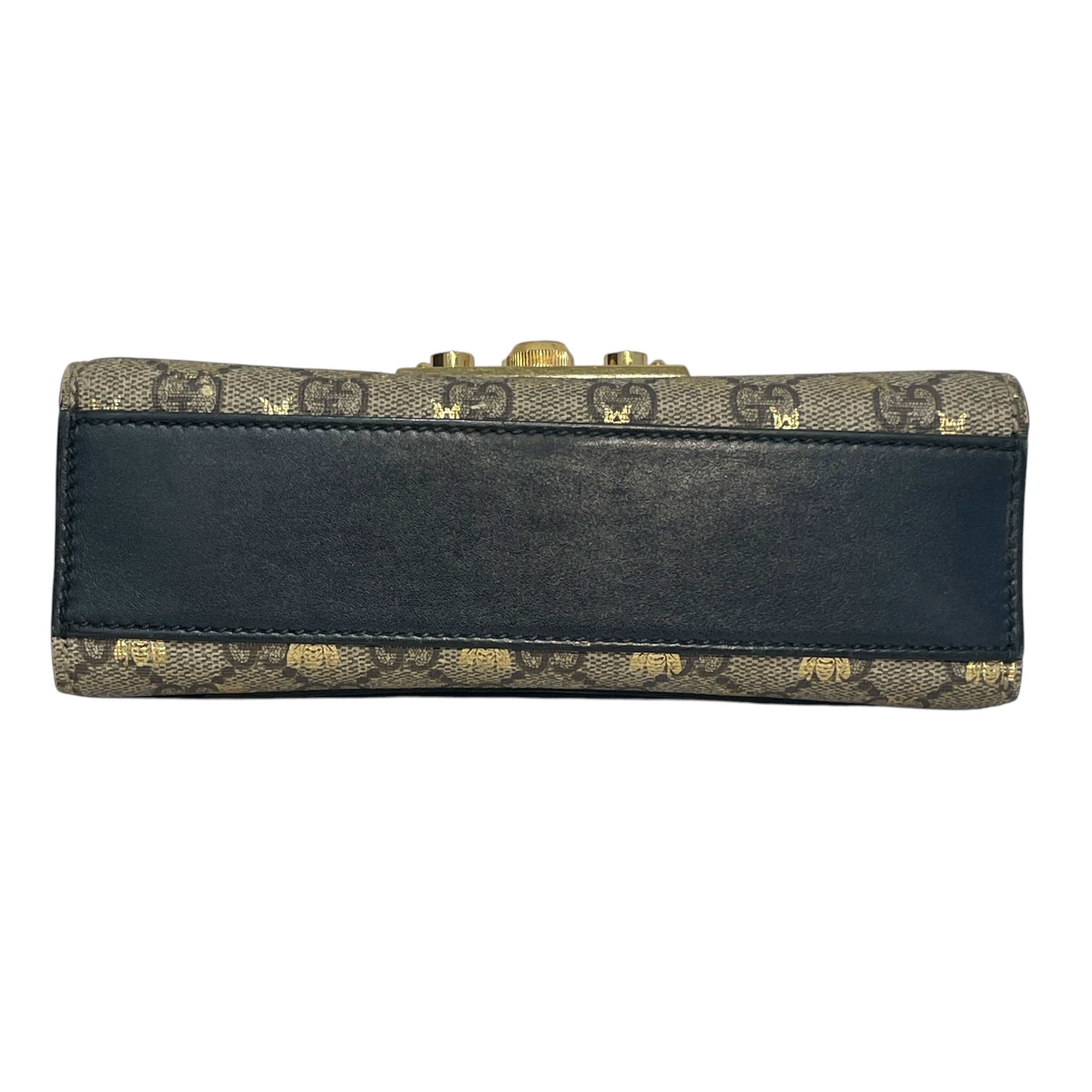GUCCI/Cross Body Bag/Monogram/Leather/GLD/Bee GG Padlock view 3