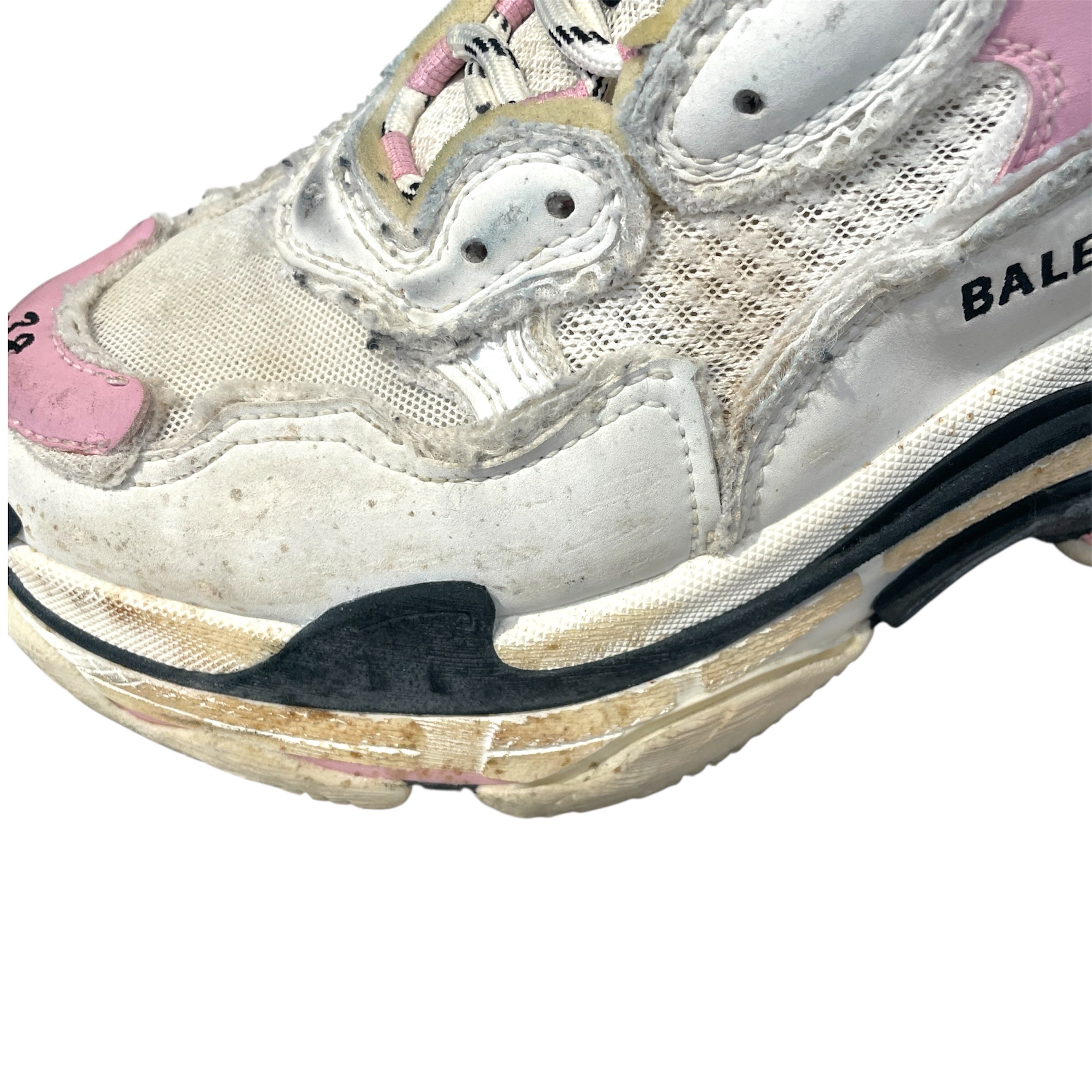 BALENCIAGA/Low-Sneakers/EU 38/Cotton/WHT/Pre Distressed Triple S view 4