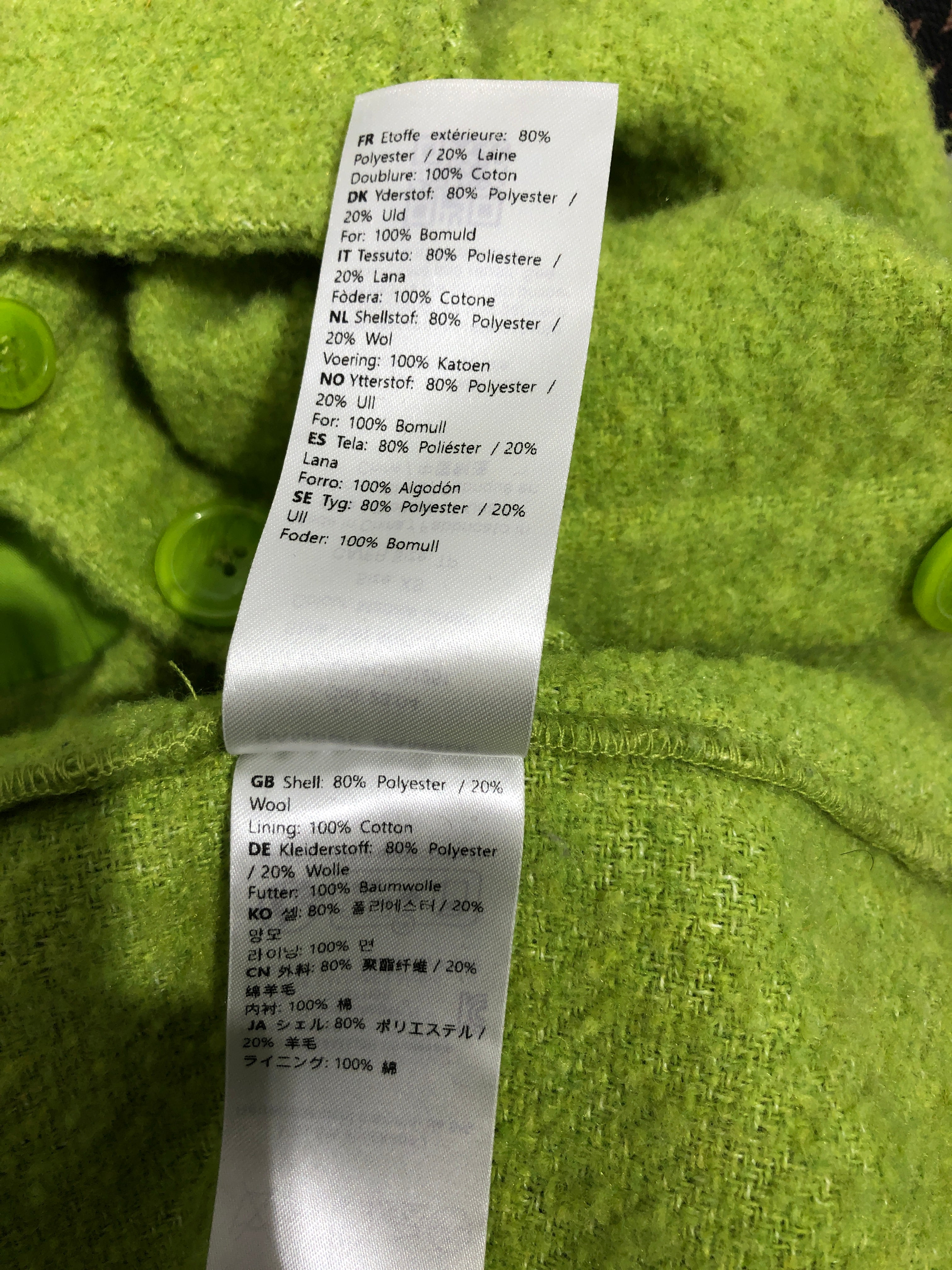 SAMSOE SAMSOE/Jacket/XS/Polyester/GRN/LIME GREEN WOOL BLEND view 4