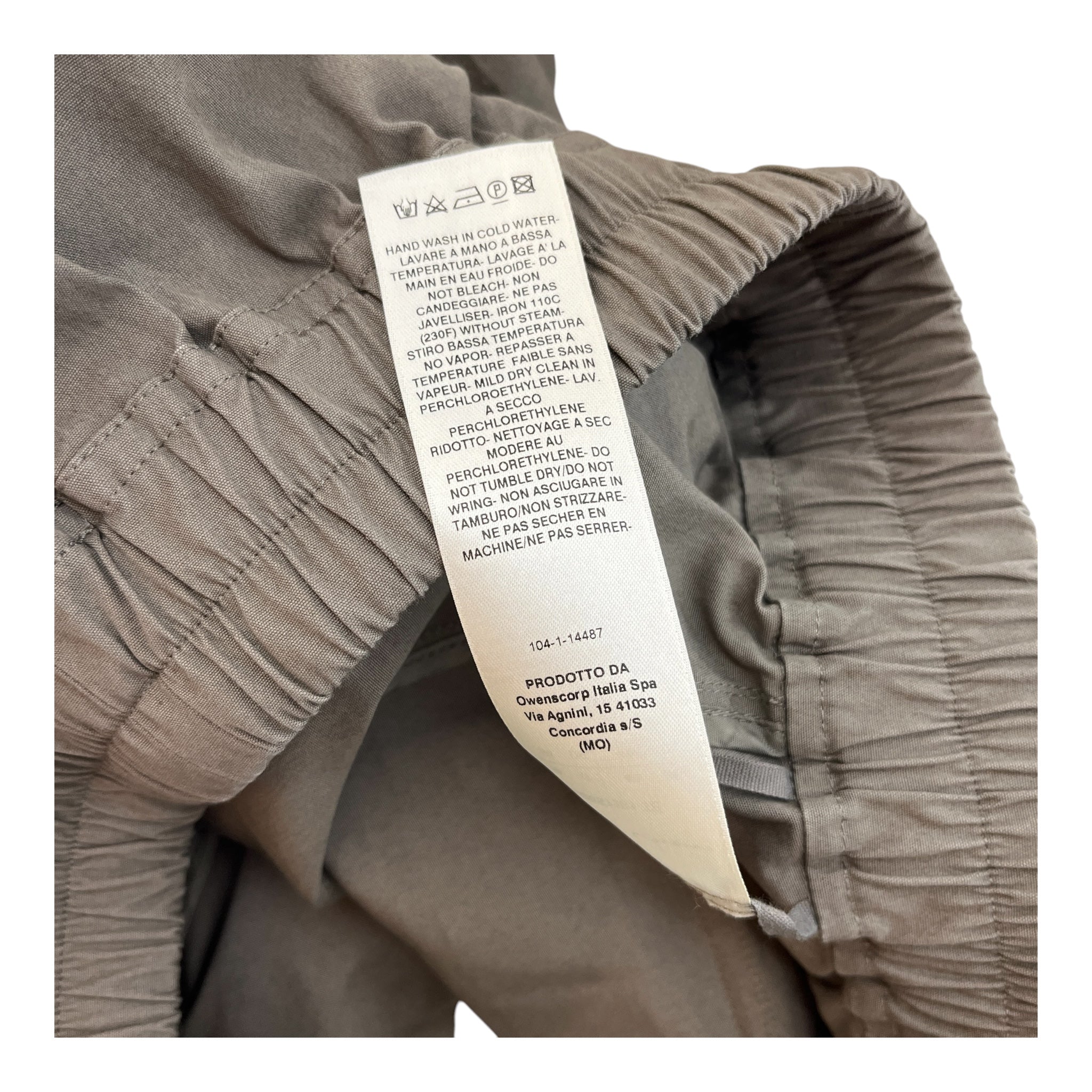 Rick Owens/Cropped Pants/34/Cotton/GRY/temple drawstring view 3