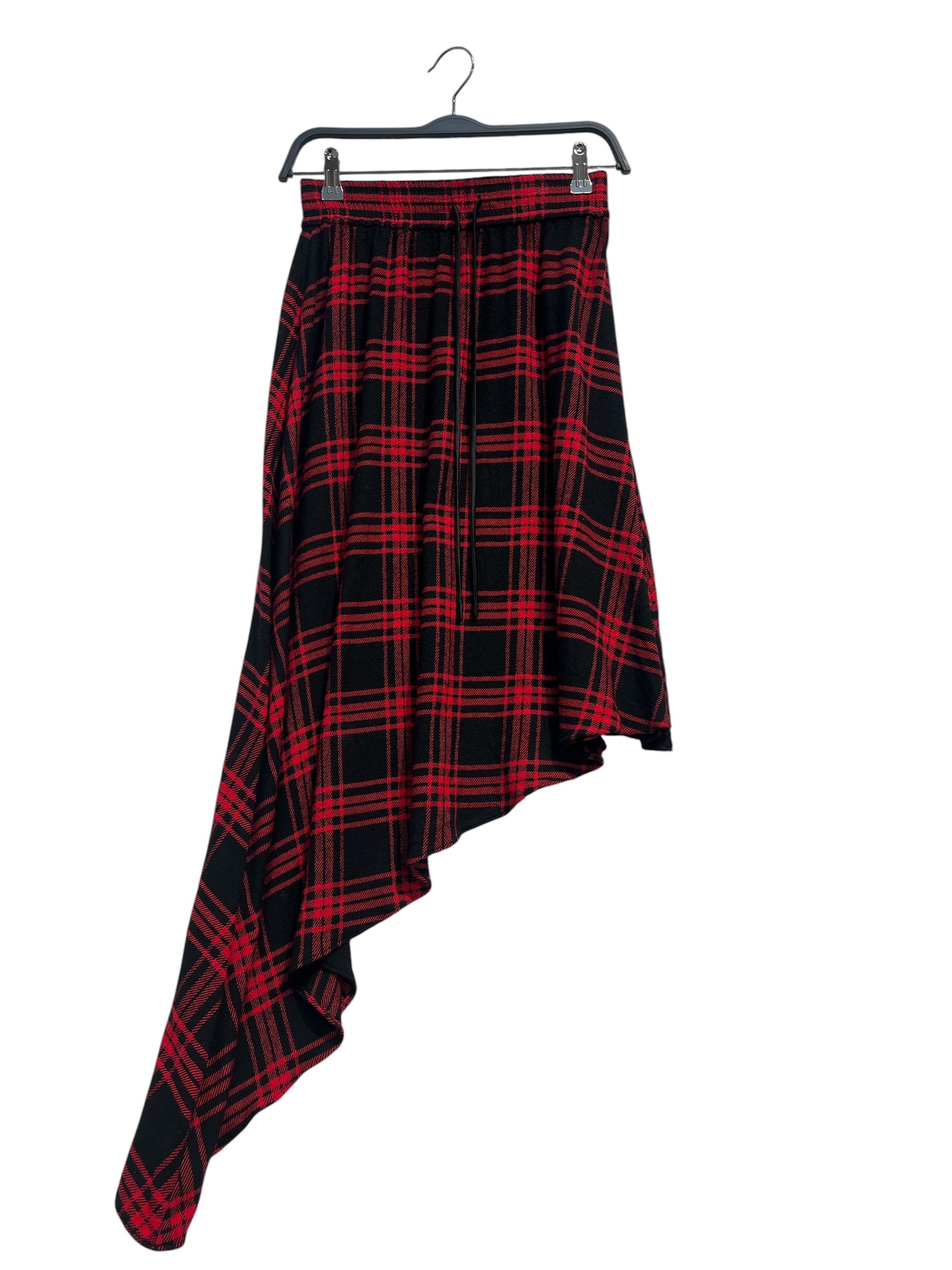 alice+olivia/Skirt/2/Plaid/Wool/RED/asymmetrical stretch waist view 1