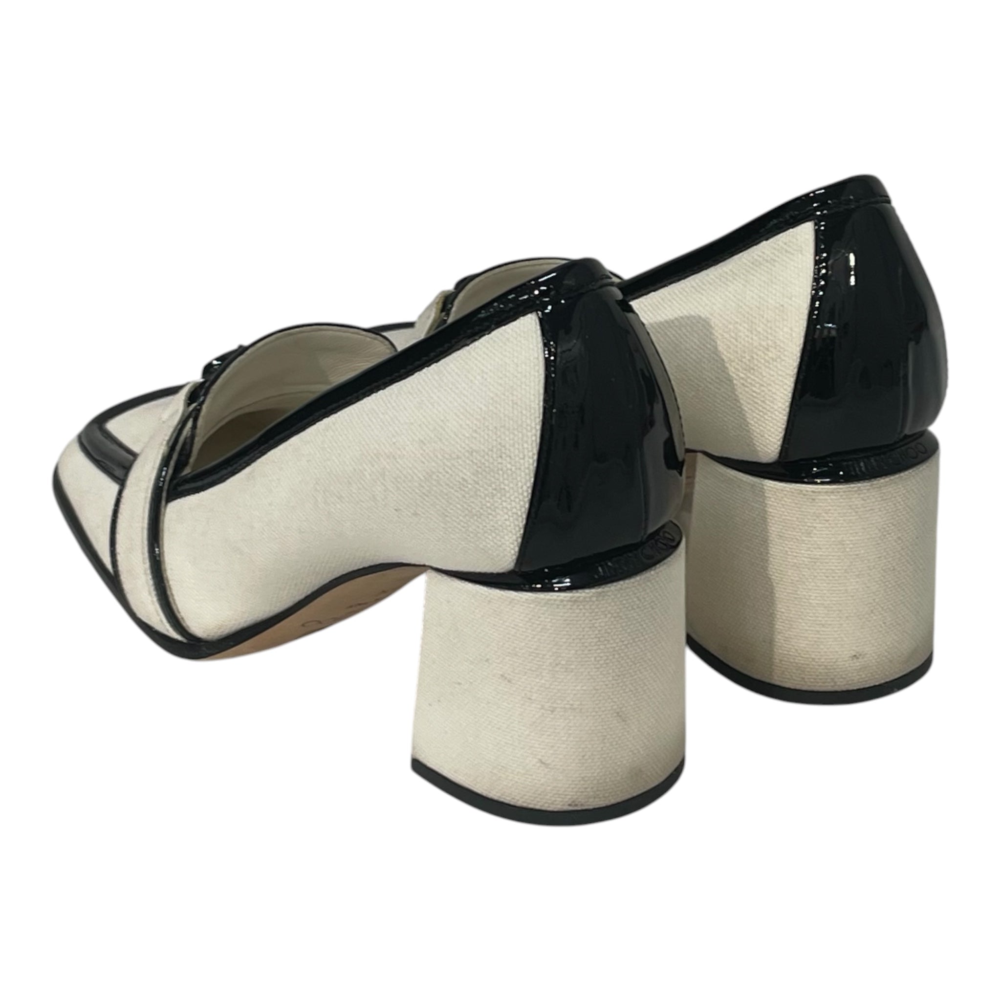 JIMMY CHOO/Heels/EU 36.5/Border/Leather/WHT/pump block heels view 2