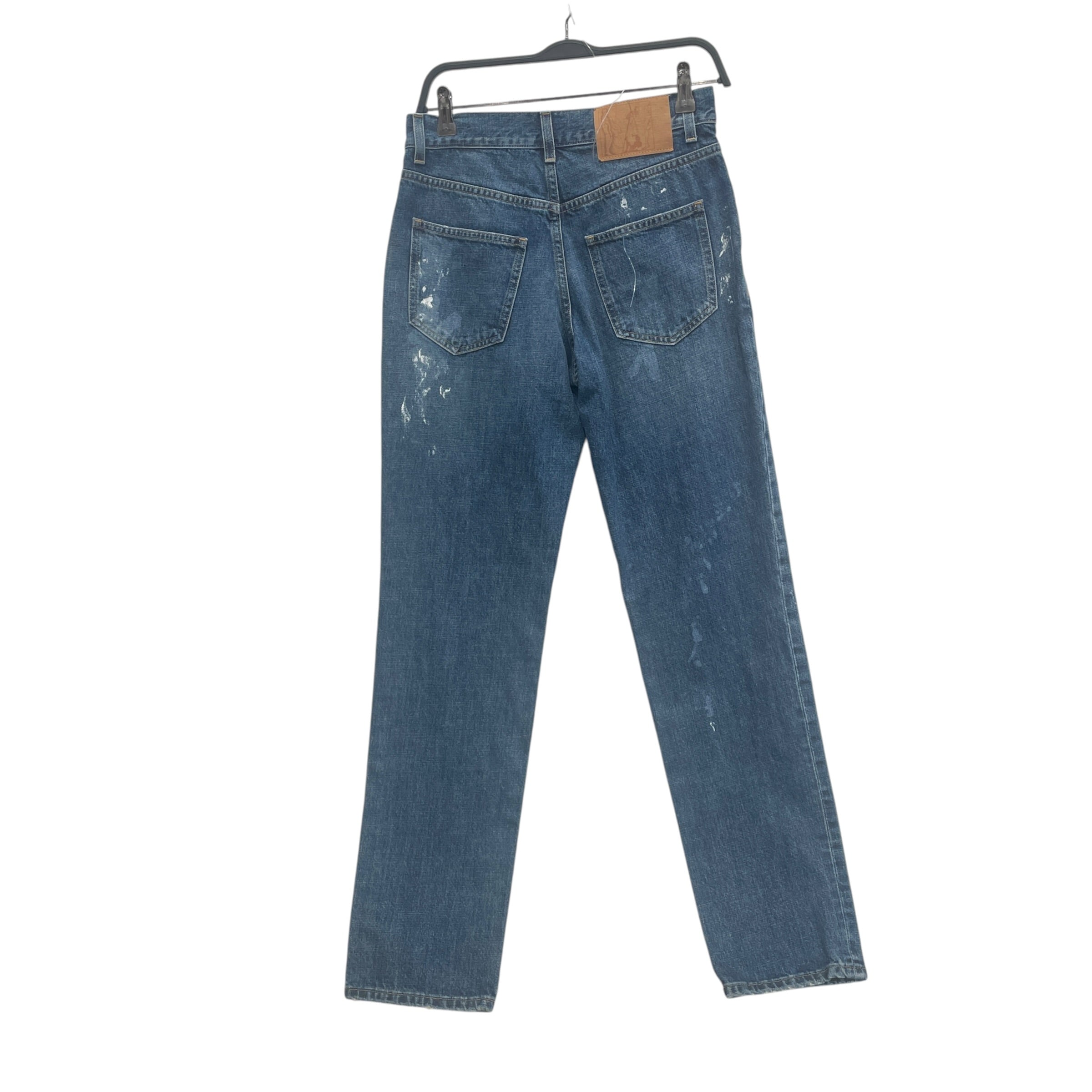 MARTINE ROSE/Straight Pants/S/Cotton/BLU/PAINT SPLATTER ALL OVER view 2