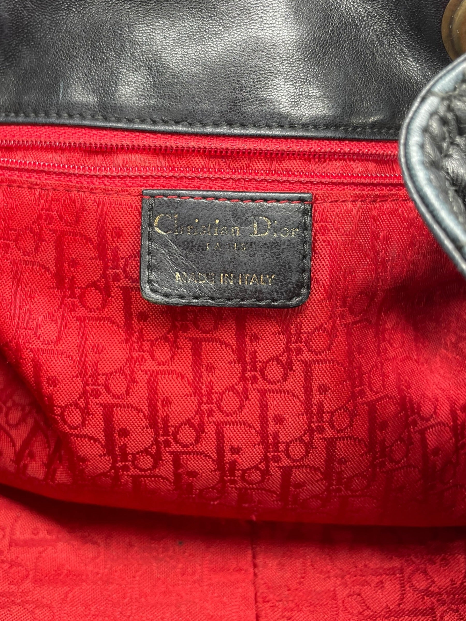 Christian Dior/Bag/Graphic/Leather/BLK/CANNAGE DRAWSTRING FLAP view 5
