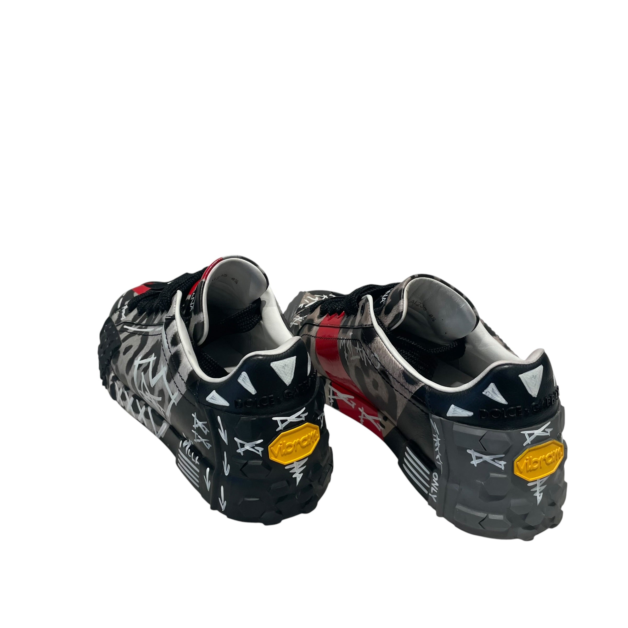 DOLCE&GABBANA/Low-Sneakers/US 8.5/All Over Print/Leather/GRY/Portofino Sneaker view 2