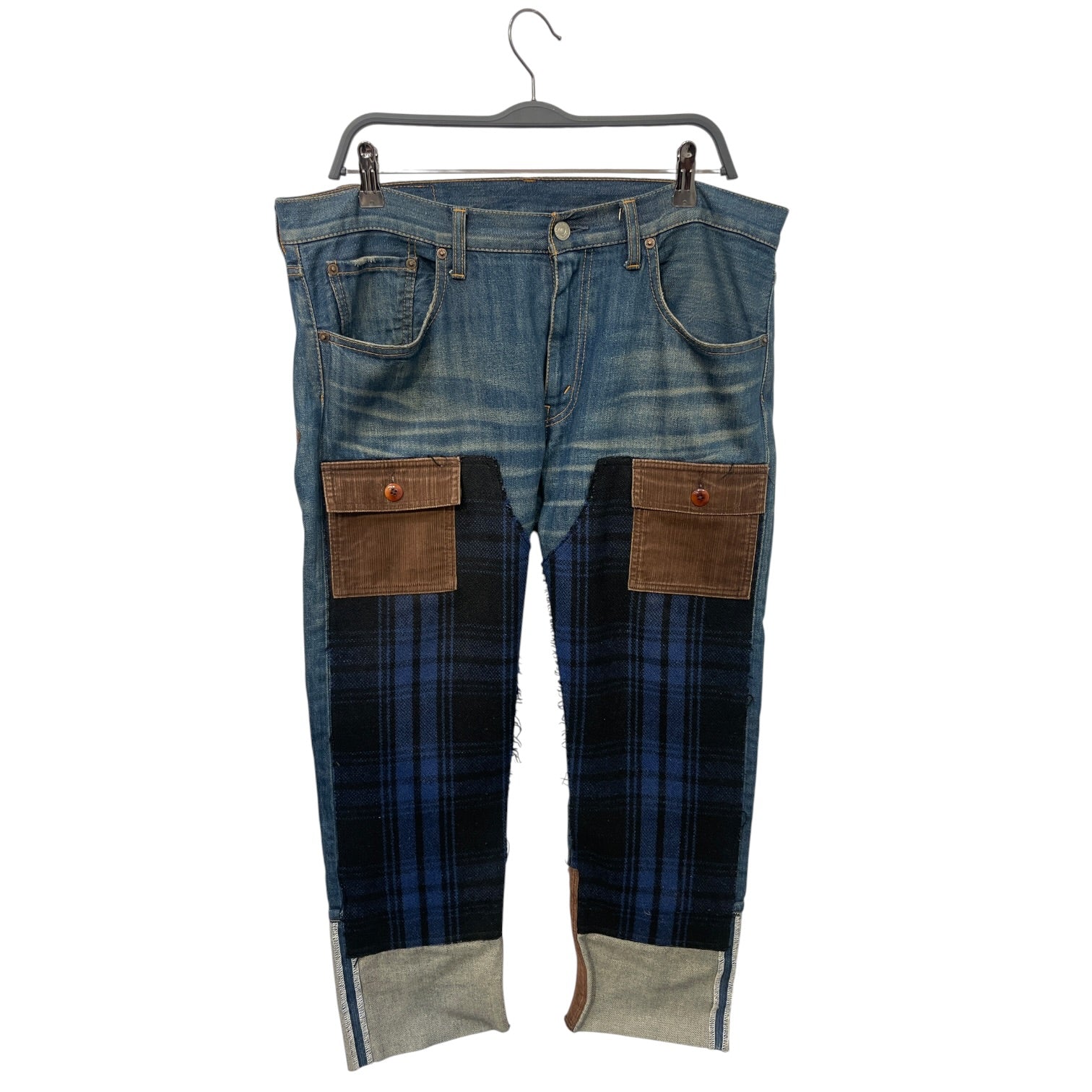 JUNYA WATANABE COMME des GARCONS/Straight Pants/L/Denim/BLU/Plaid/ view 1