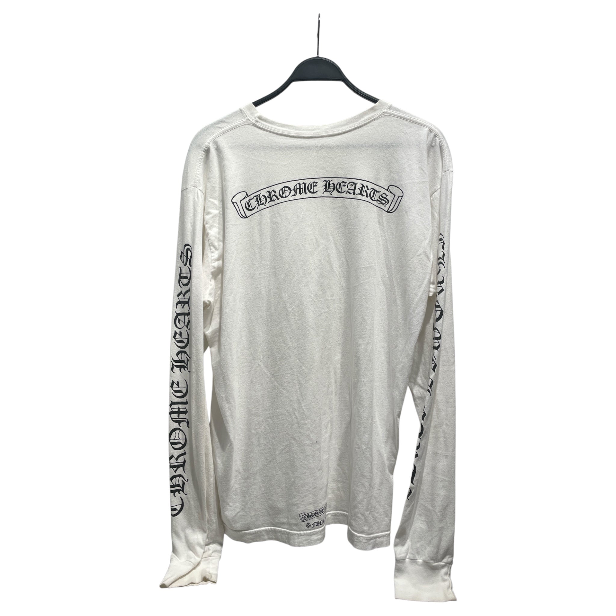 CHROME HEARTS/LS T-Shirt/L/Cotton/WHT/f*ck you arch logo view 2