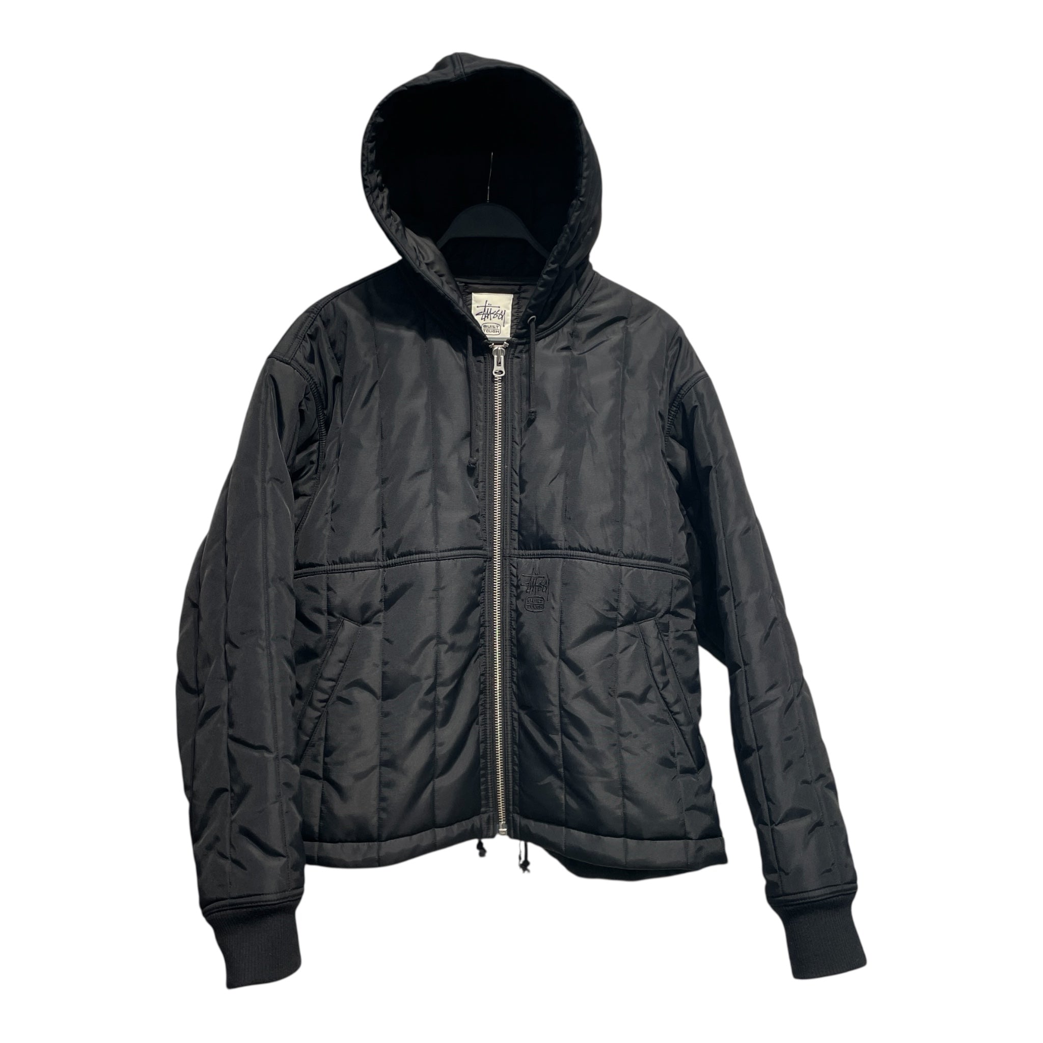 STUSSY/Puffer Jkt/L/Nylon/BLK/quilted nylon work jacket view 1