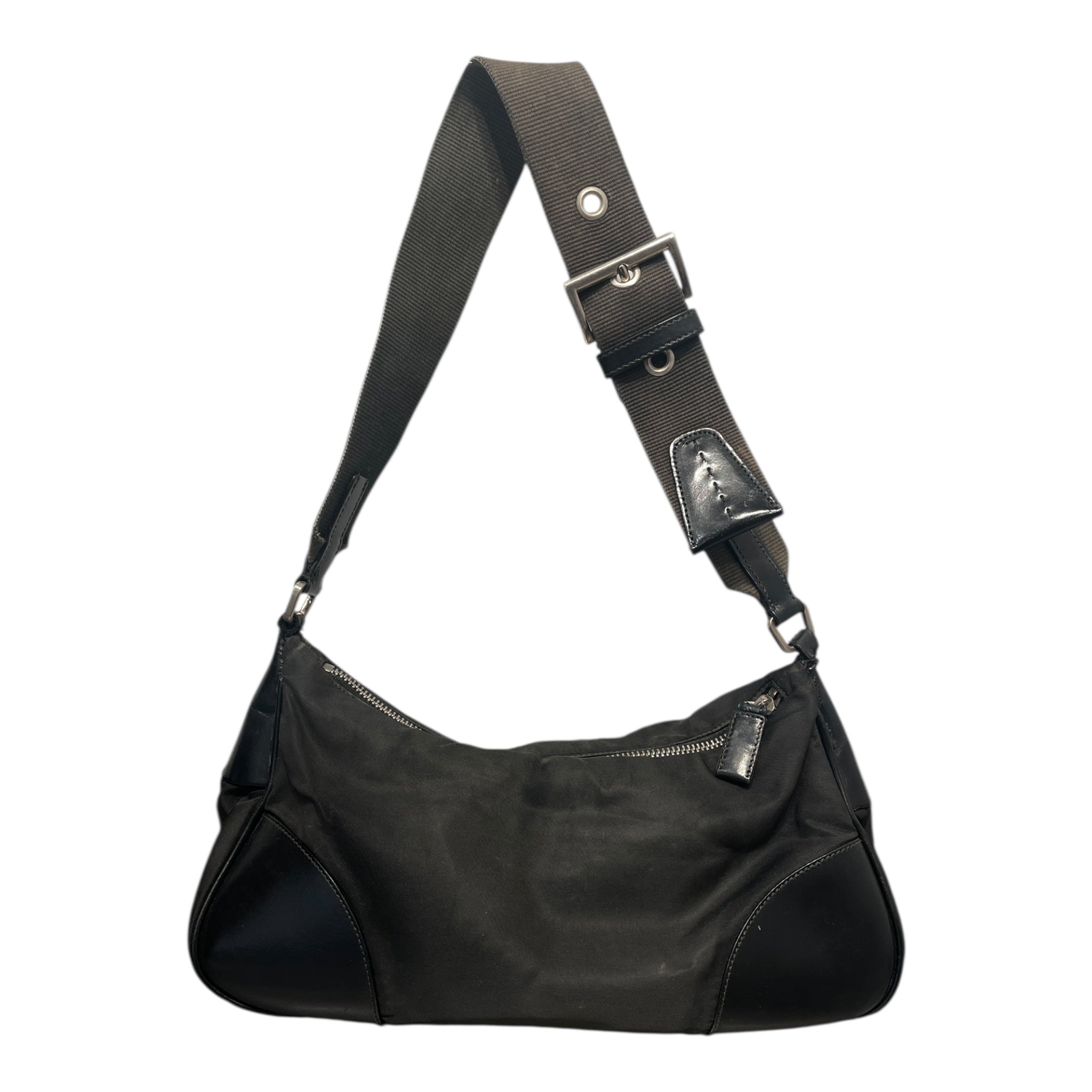 PRADA/Hand Bag/Nylon/BLK/Leather corner patches view 1