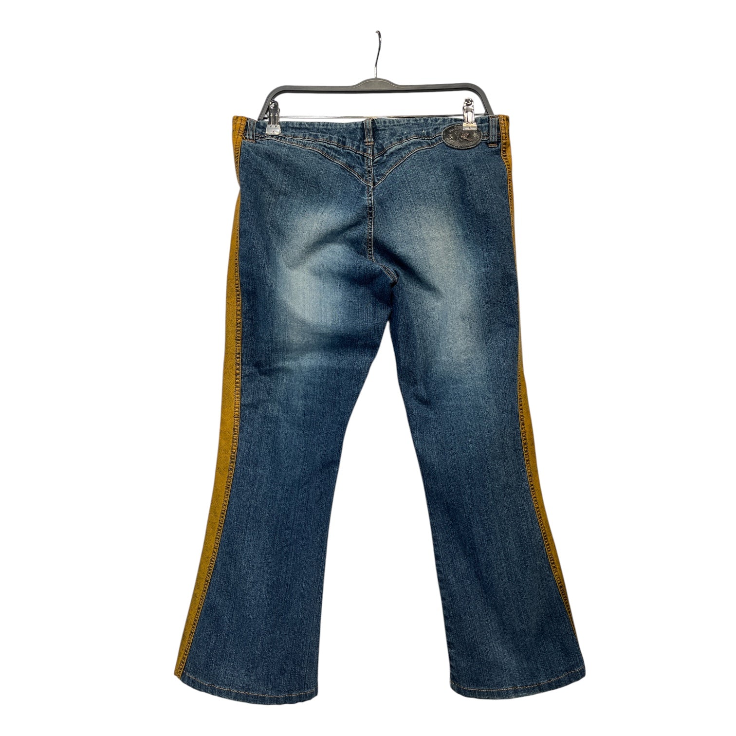 parasuco/Bootcut Pants/34/Stripe/Denim/BLU/LEATHER PANEL BOOTCUT JEANS view 2