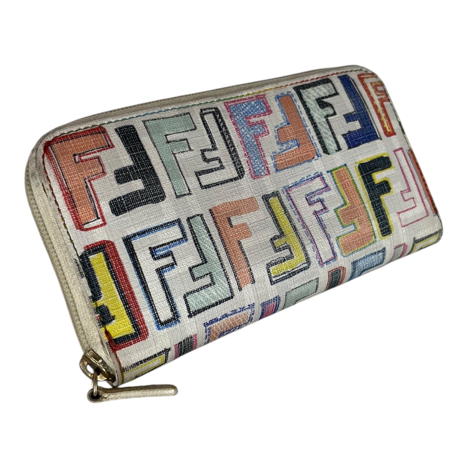 FENDI/Long Wallet/Monogram/Leather/WHT/L's/Zucca full-zip around LW view 2