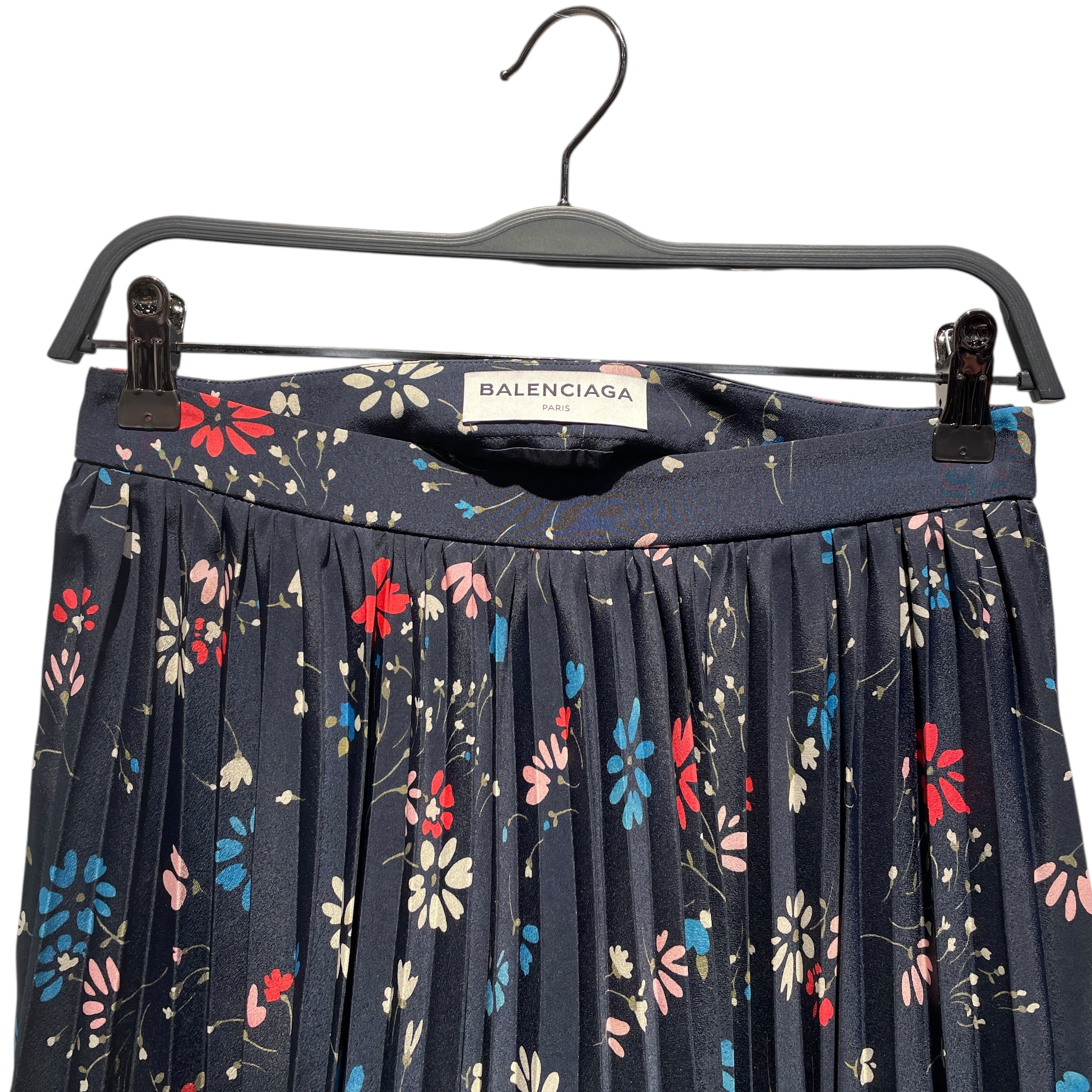 BALENCIAGA/Long Skirt/36/Floral Pattern/Polyester/NVY/ view 4
