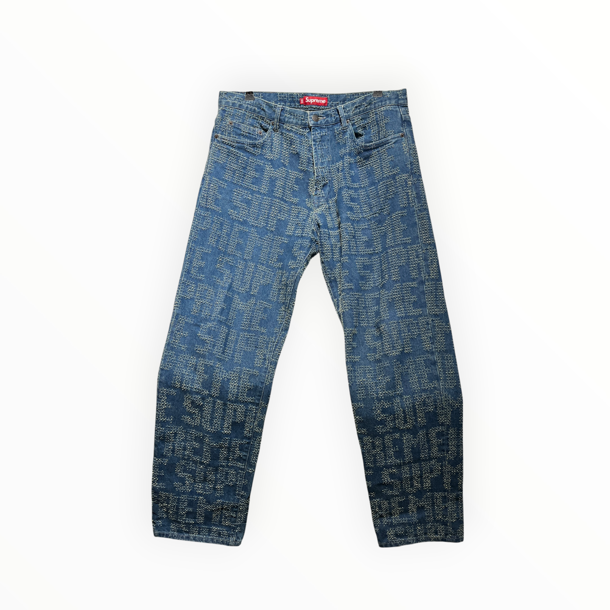 Supreme/Straight Pants/34/Rayon/BLU/Needlepunch Logo Pants view 1