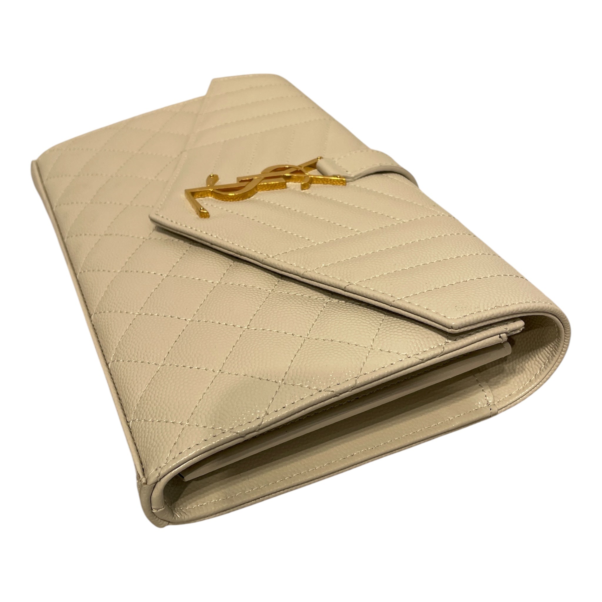 SAINT LAURENT/Cross Body Bag/Leather/WHT/ENVELOPE CHAIN WALLET view 6