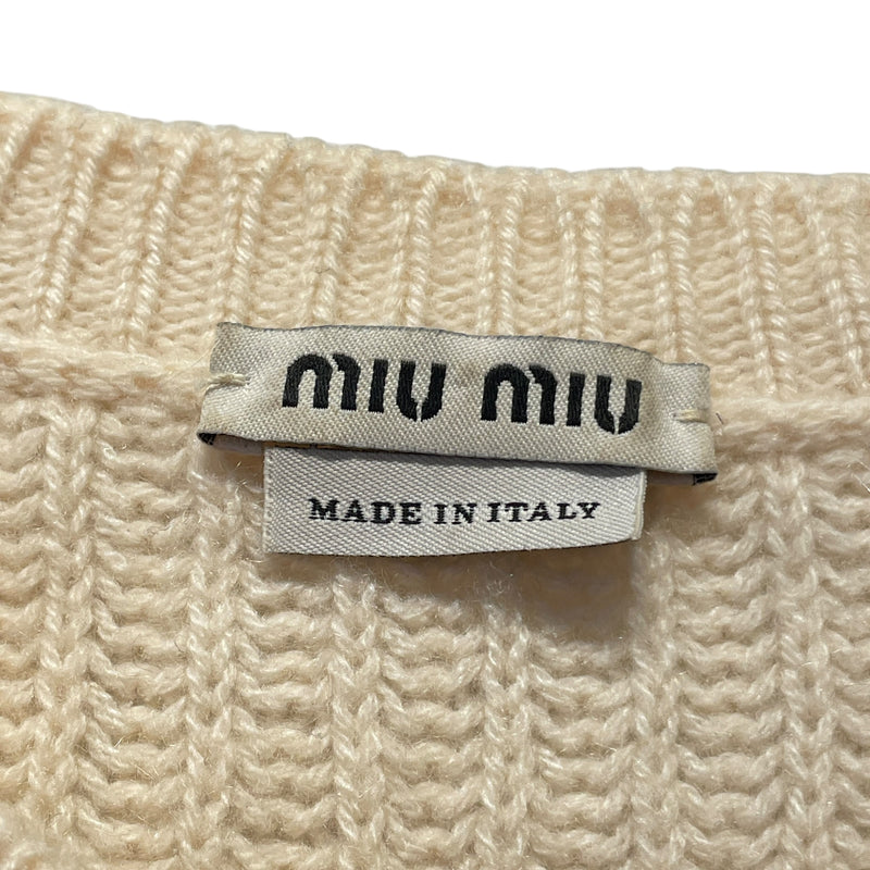 MIU MIU/Cardigan/38/All Over Print/Cotton/BEG/SPARKLY GEMS ALL OVER