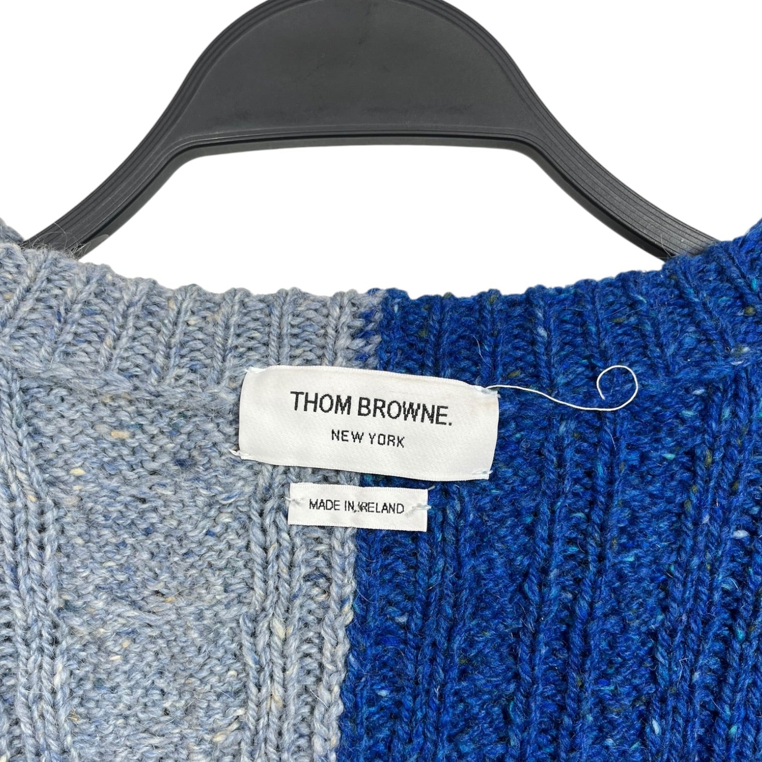 THOM BROWNE. NEW YORK/Sweater/0/Wool/GRY/SPLIT CABLE WOOL KNIT view 3