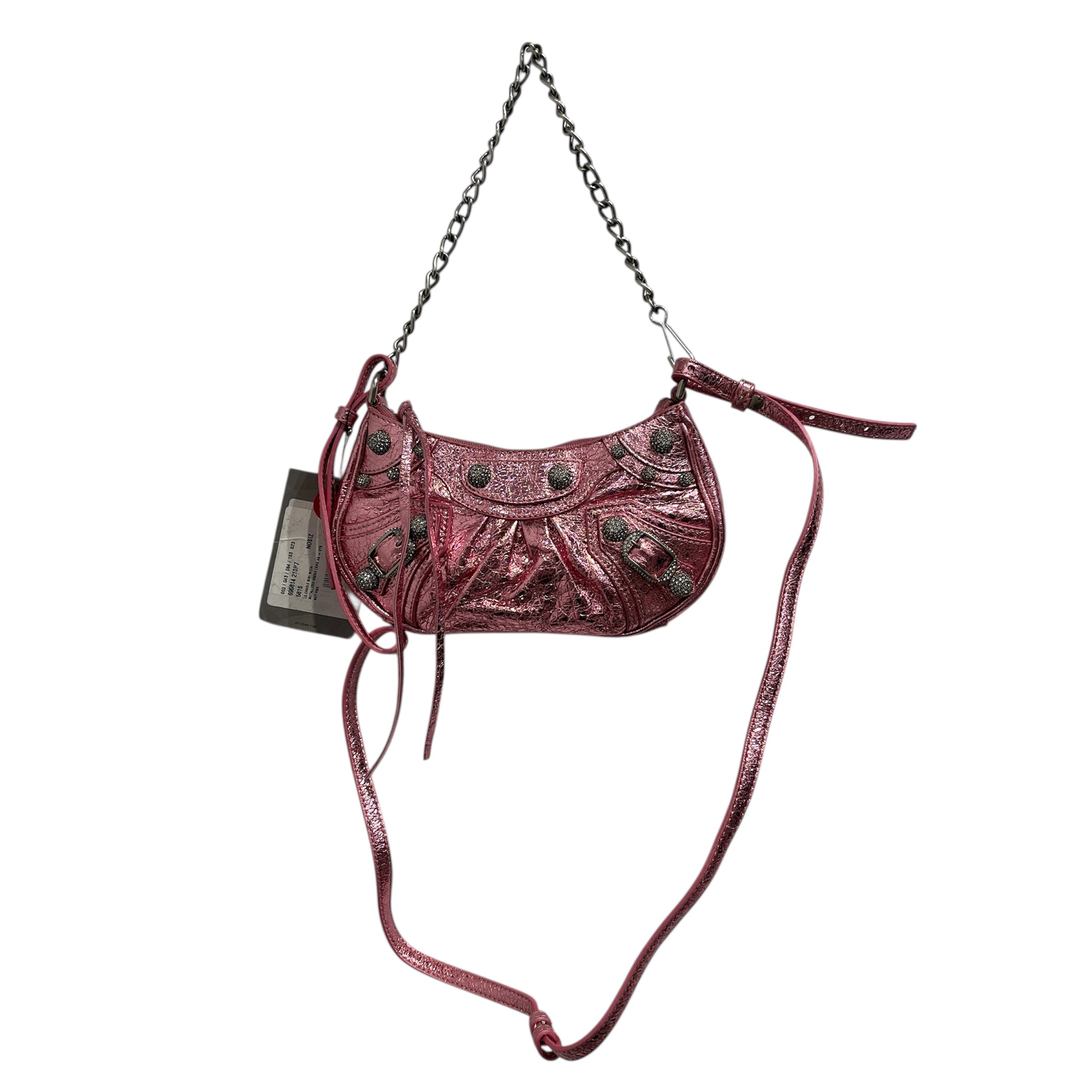 BALENCIAGA/Bag/Leather/PNK/CHAIN STRAP BEDAZZLED HARDWEAR view 3
