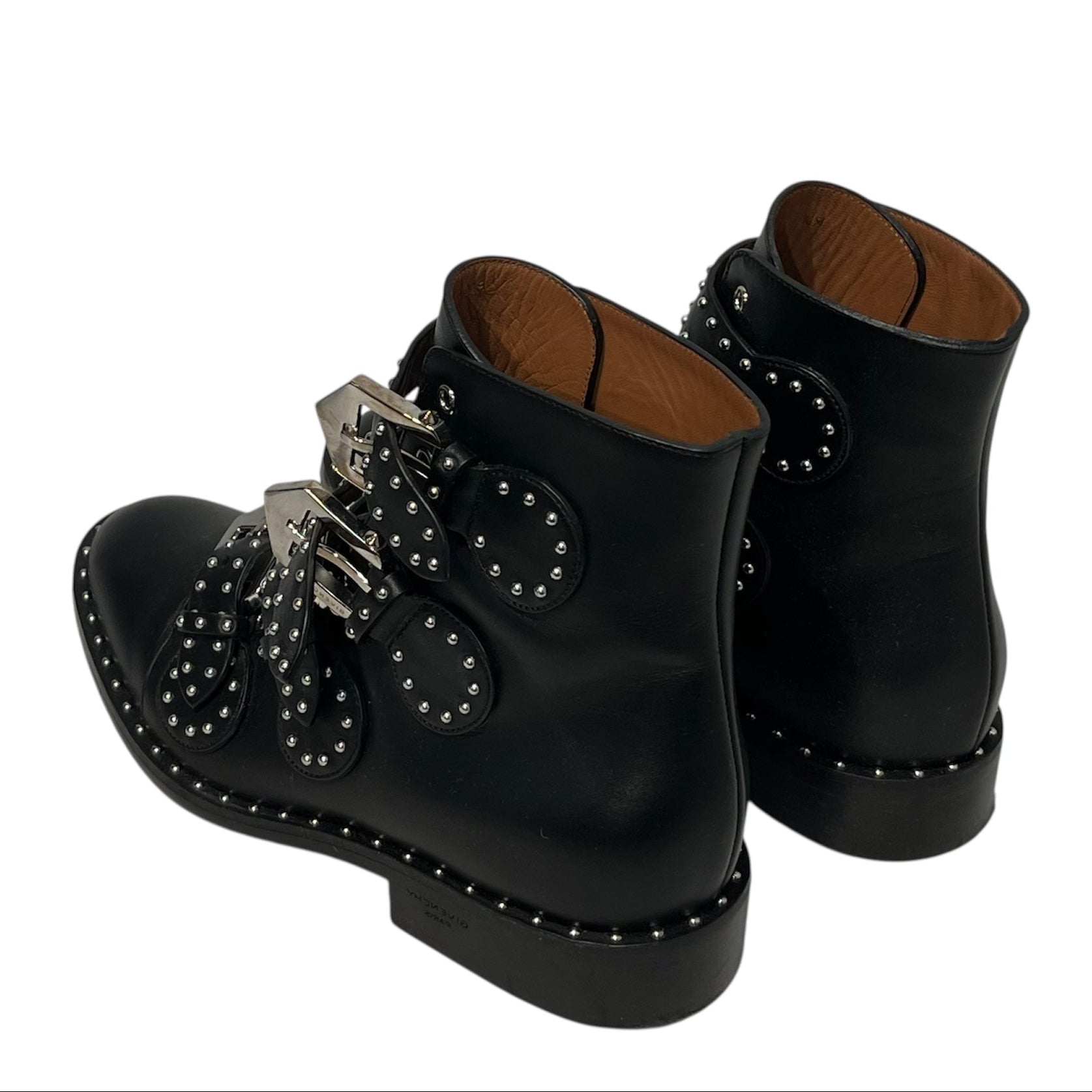 GIVENCHY/Boots/EU 36/Leather/BLK/4 buckle studded silver view 2