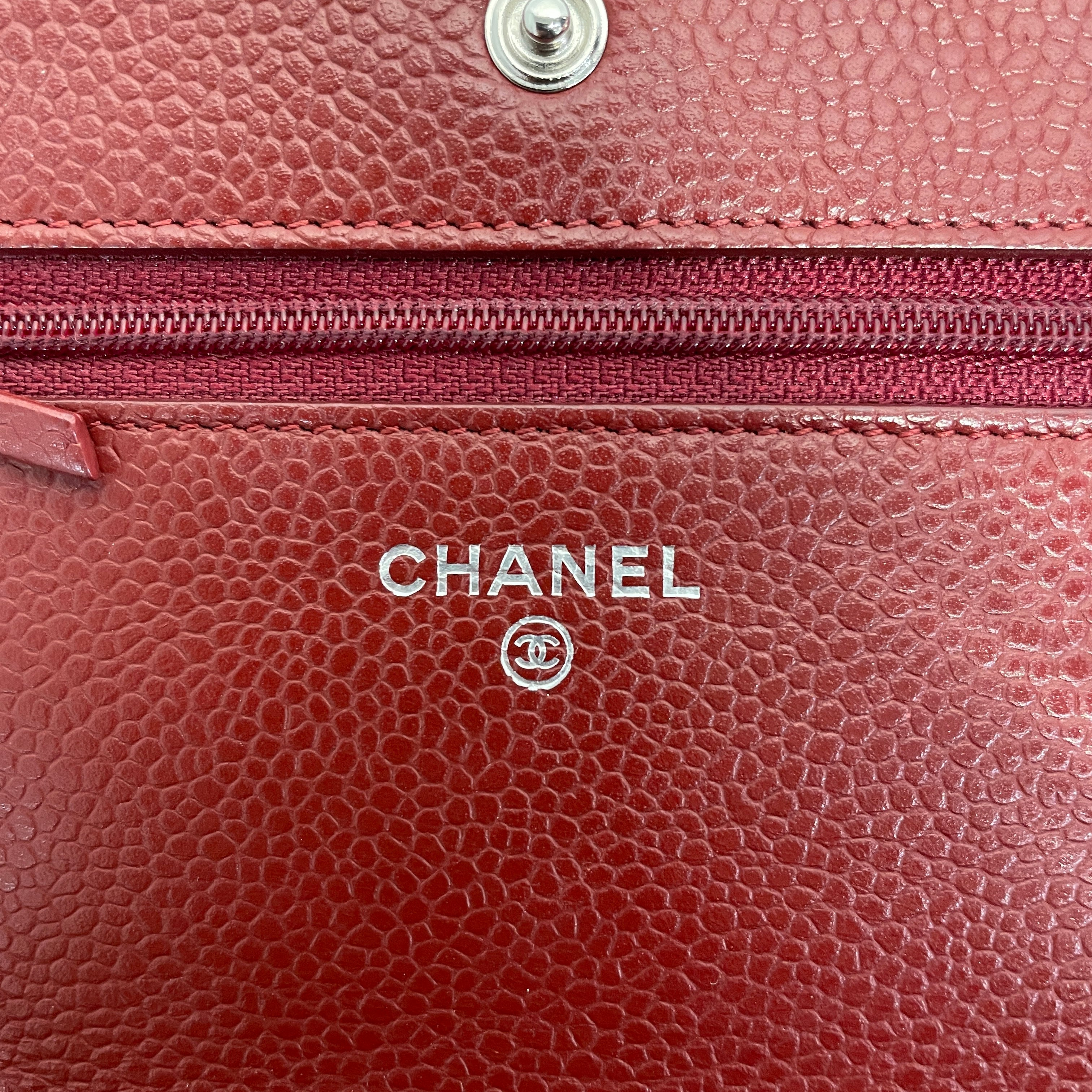 CHANEL/Cross Body Bag/Leather/BRD/caviar leather wallet on chain view 4
