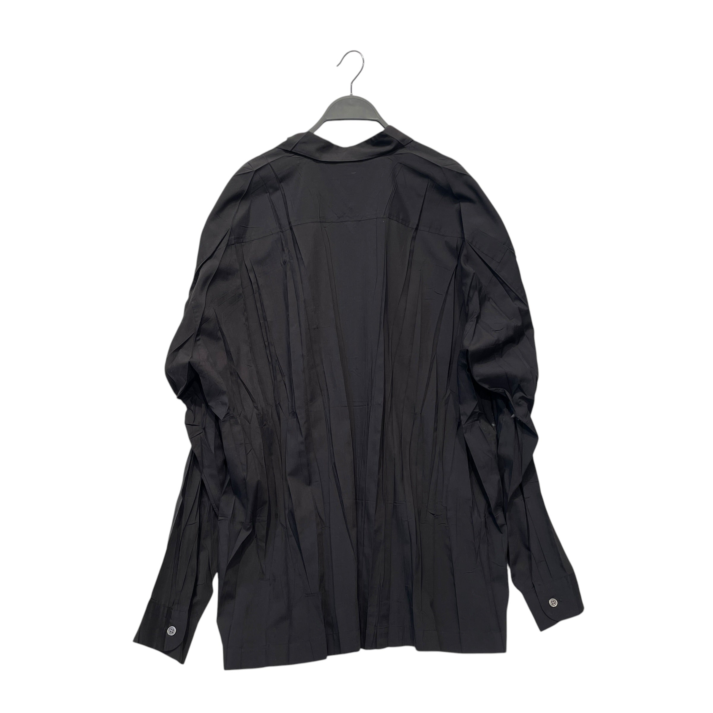 ISSEY MIYAKE/LS Shirt/8/Polyester/BLK/wrinkle pleats view 3