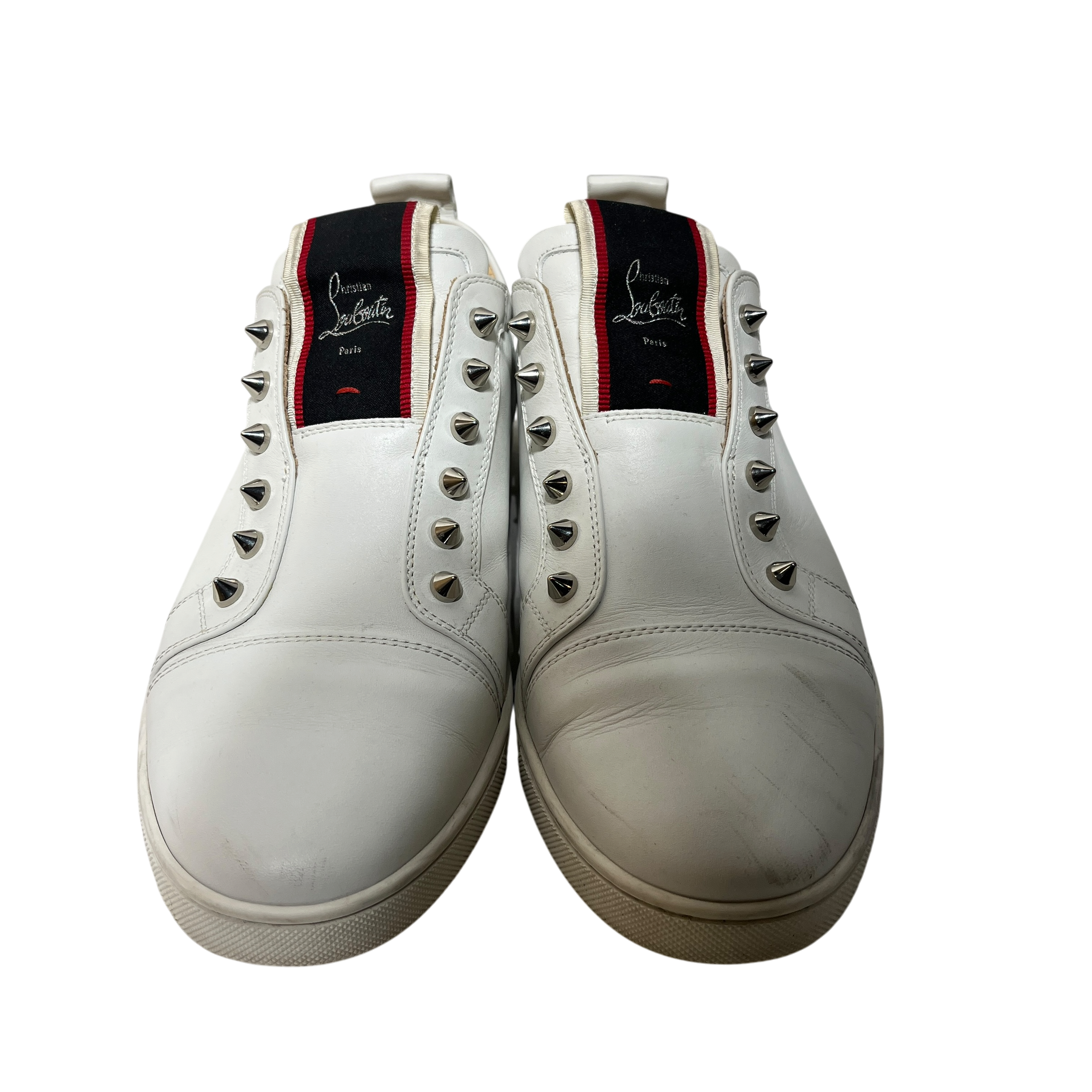 Christian Louboutin/Low-Sneakers/EU 42/Leather/WHT/STUDDED SLIP ON view 4