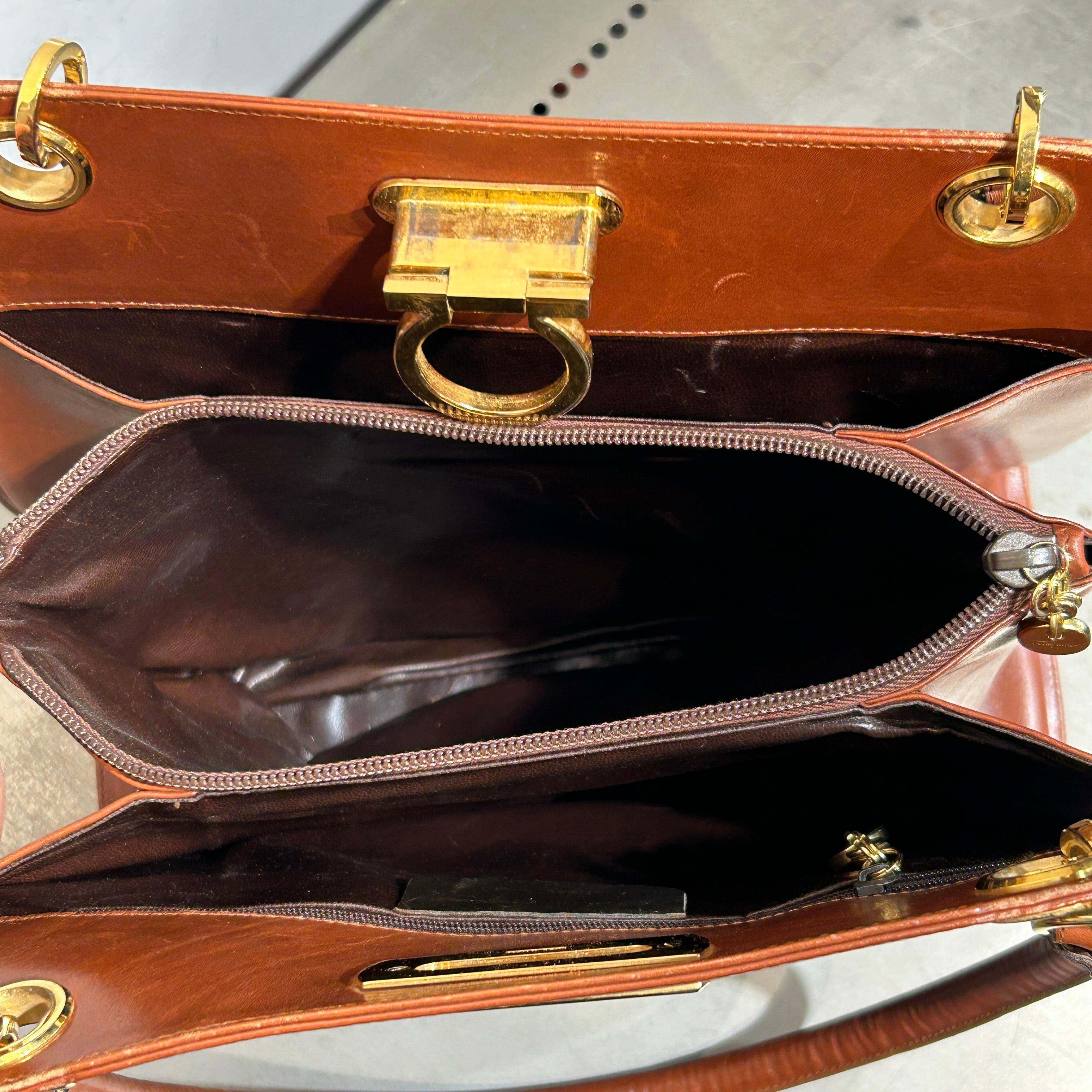 Salvatore Ferragamo/Hand Bag/Leather/BRW/gold hardware view 4