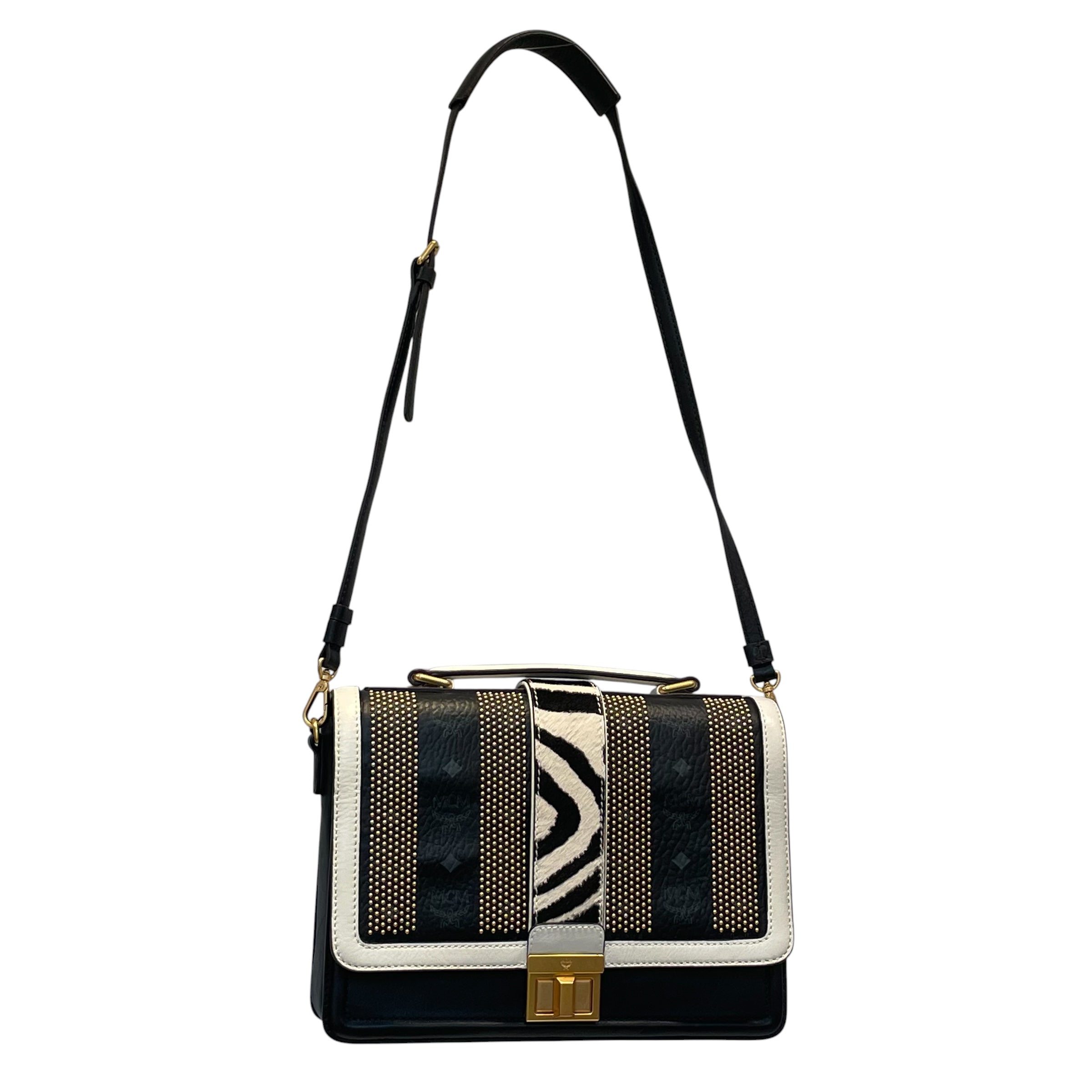 MCM/Cross Body Bag/Animal Pattern/Leather/BLK/Zebra Print Visetos Studded view 3