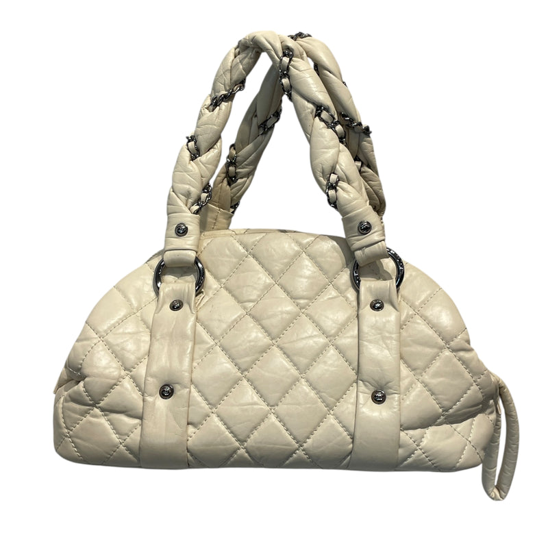 CHANEL/Hand Bag/Leather/CRM/QUILTED BOWLER BAG