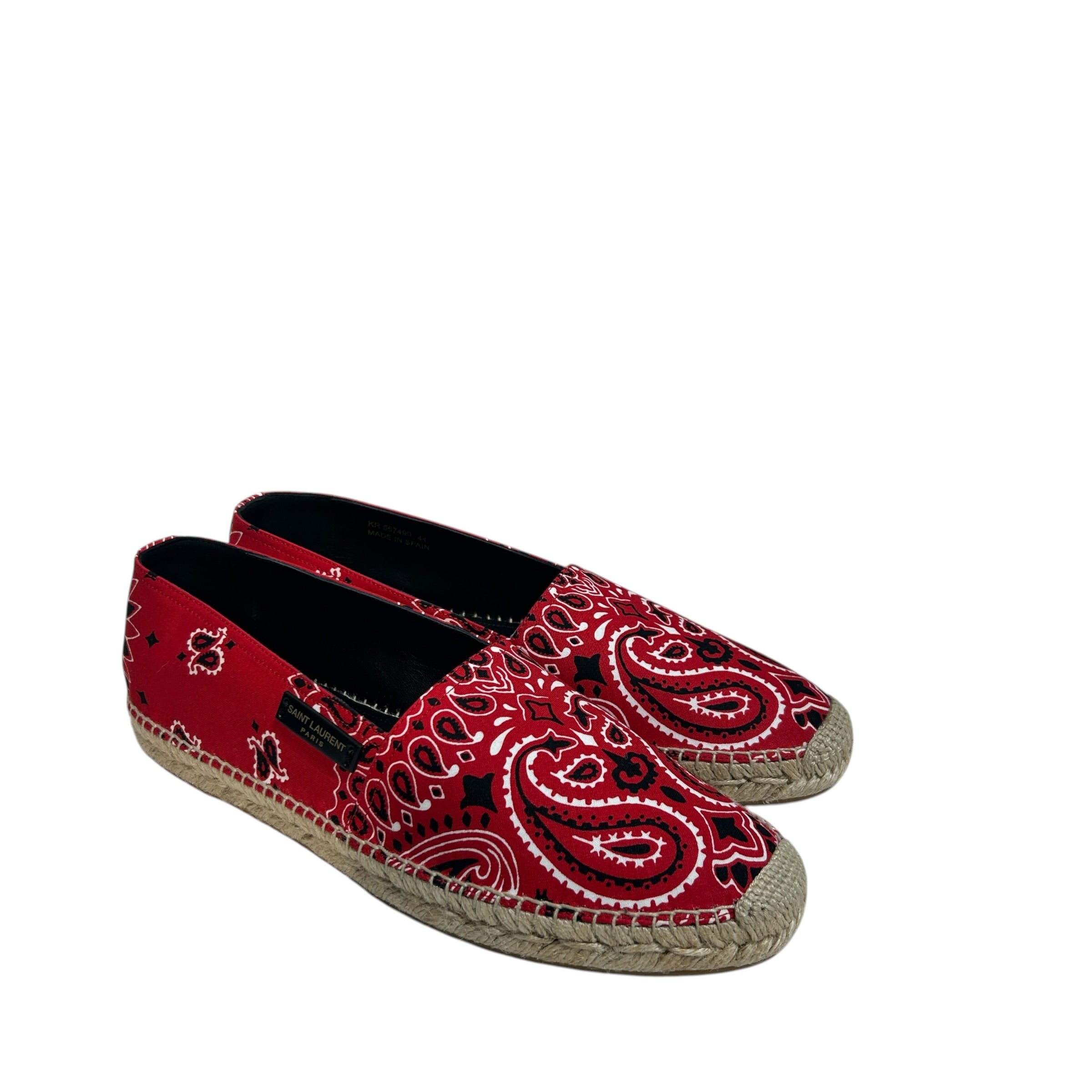 SAINT LAURENT/Sandals/EU 44/Paisley/Cotton/RED/Red Bandana Espadrilles view 1