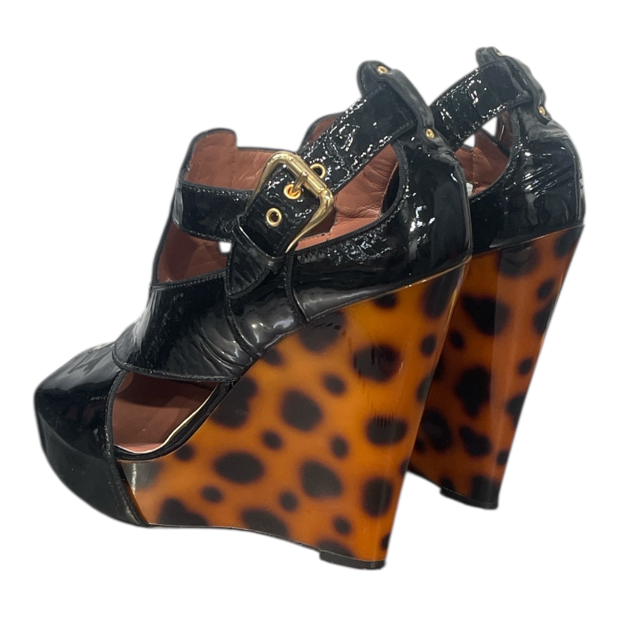 GIUSEPPE ZANOTTI DESIGN/Heels/EU 37.5/Leopard/Leather/BLK/Patent/Patent Leopard view 2