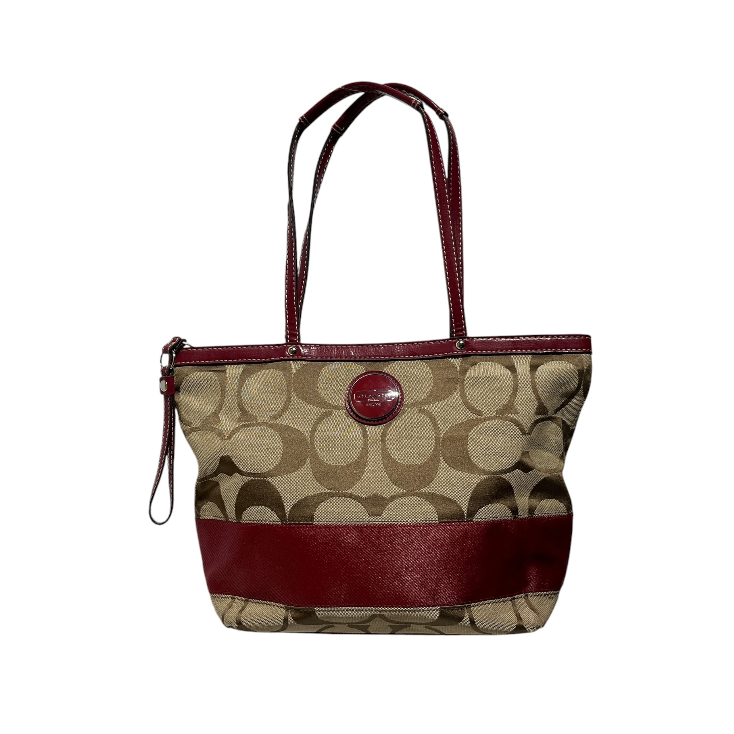 COACH/Tote Bag/Monogram/Cotton/BRW/vintage red mini tote view 1