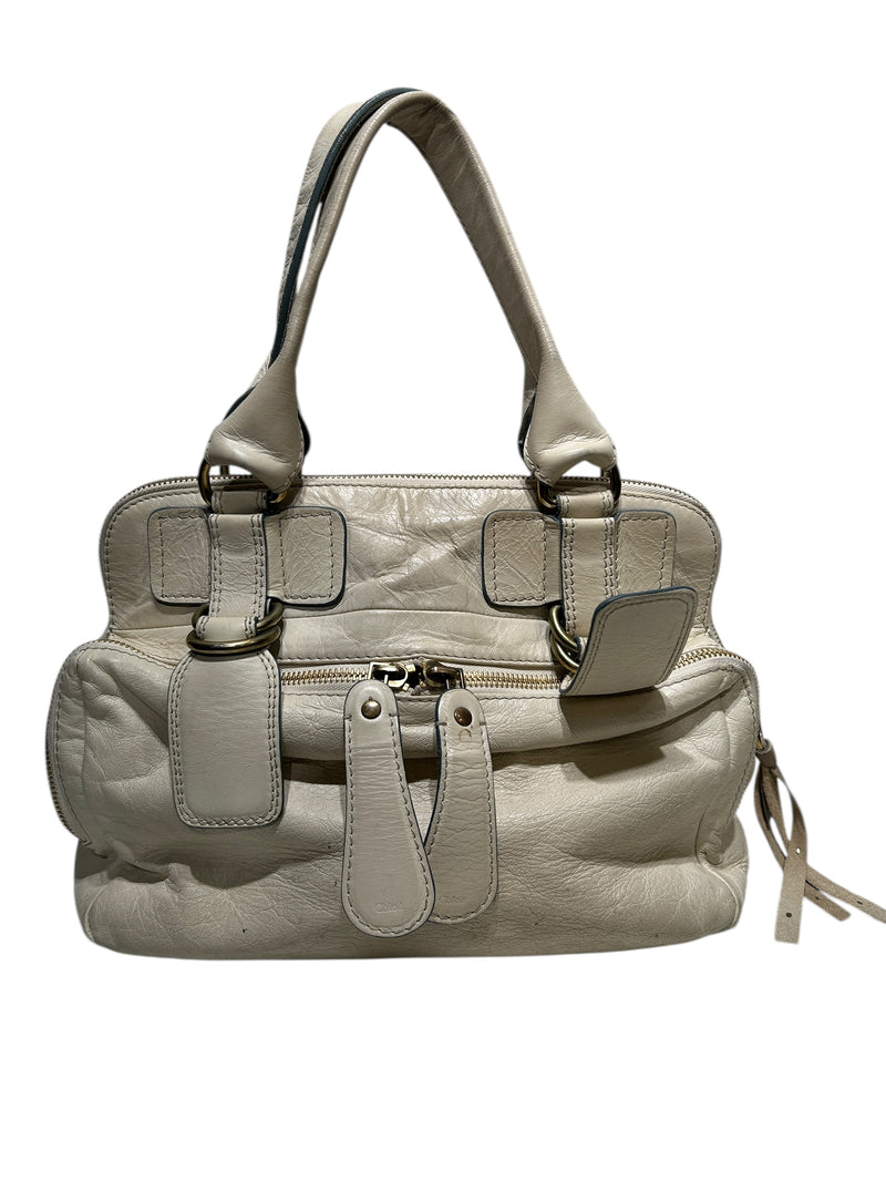 Chloe/Bag/Leather/CRM/ZIPPER BAG GOLD HARDWARE