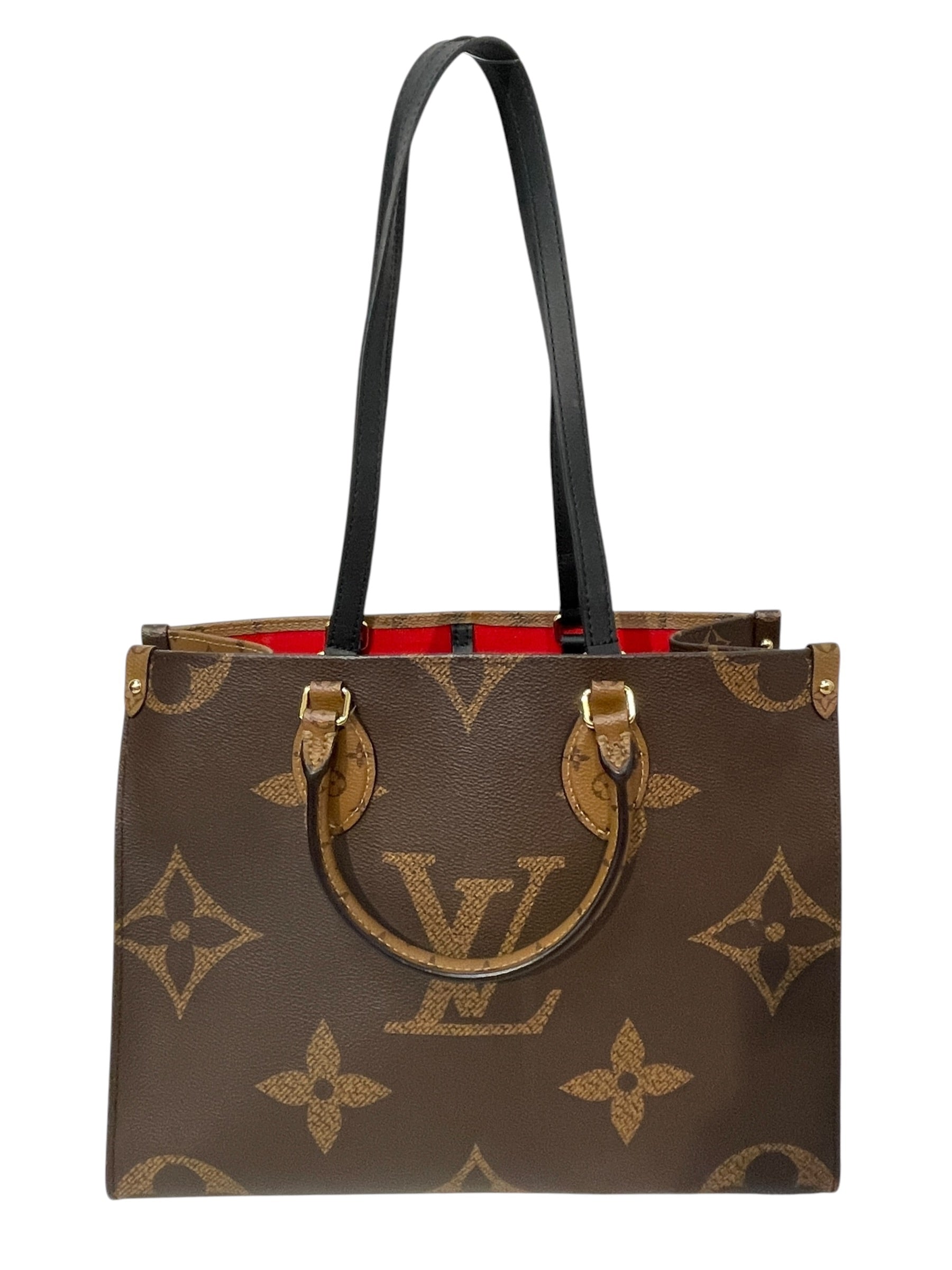 LOUIS VUITTON/Tote Bag/Monogram/Leather/BRW/OnTheGo MM Reverse Monogram view 1