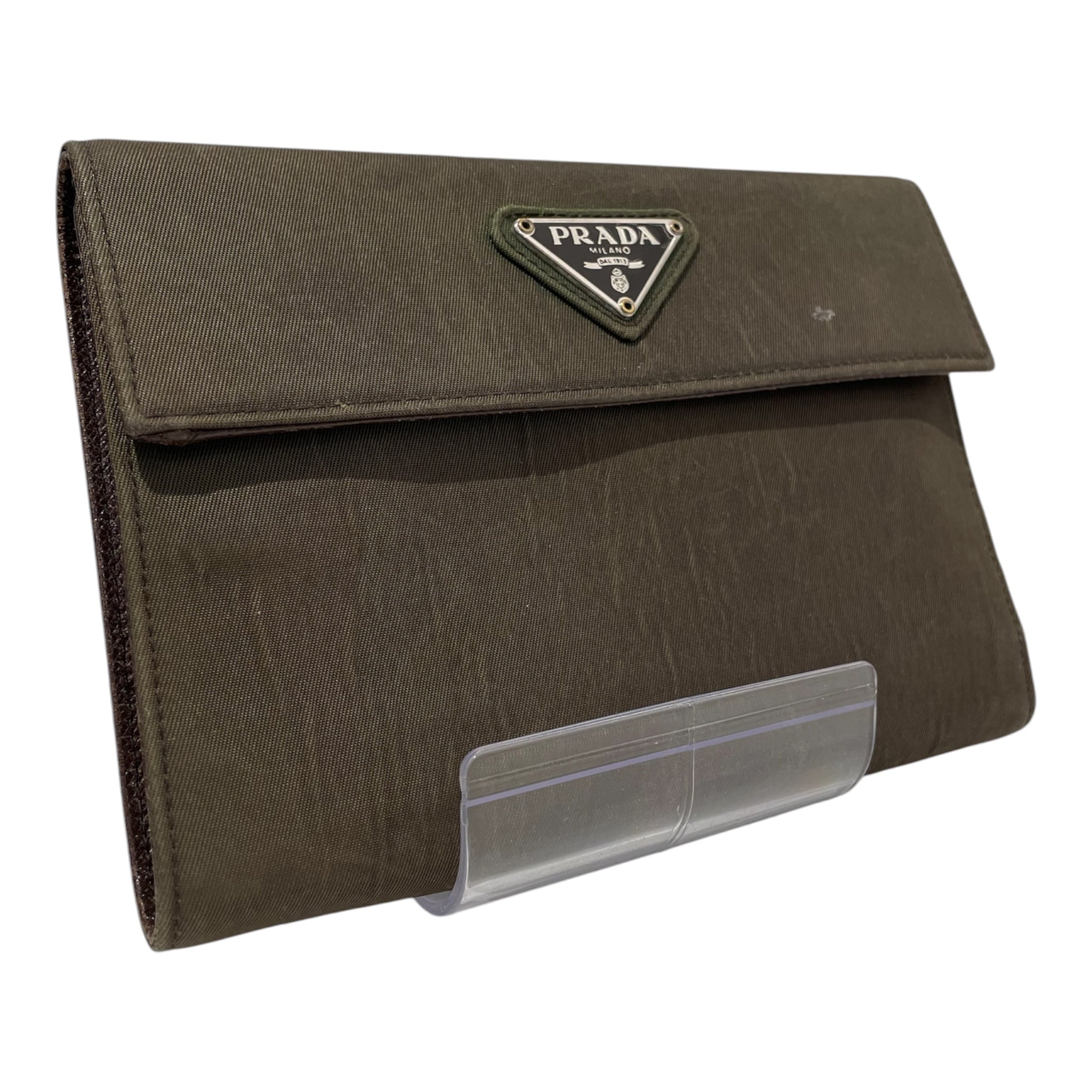 PRADA/Bifold Wallet/Cotton/GRN/olive tri view 1