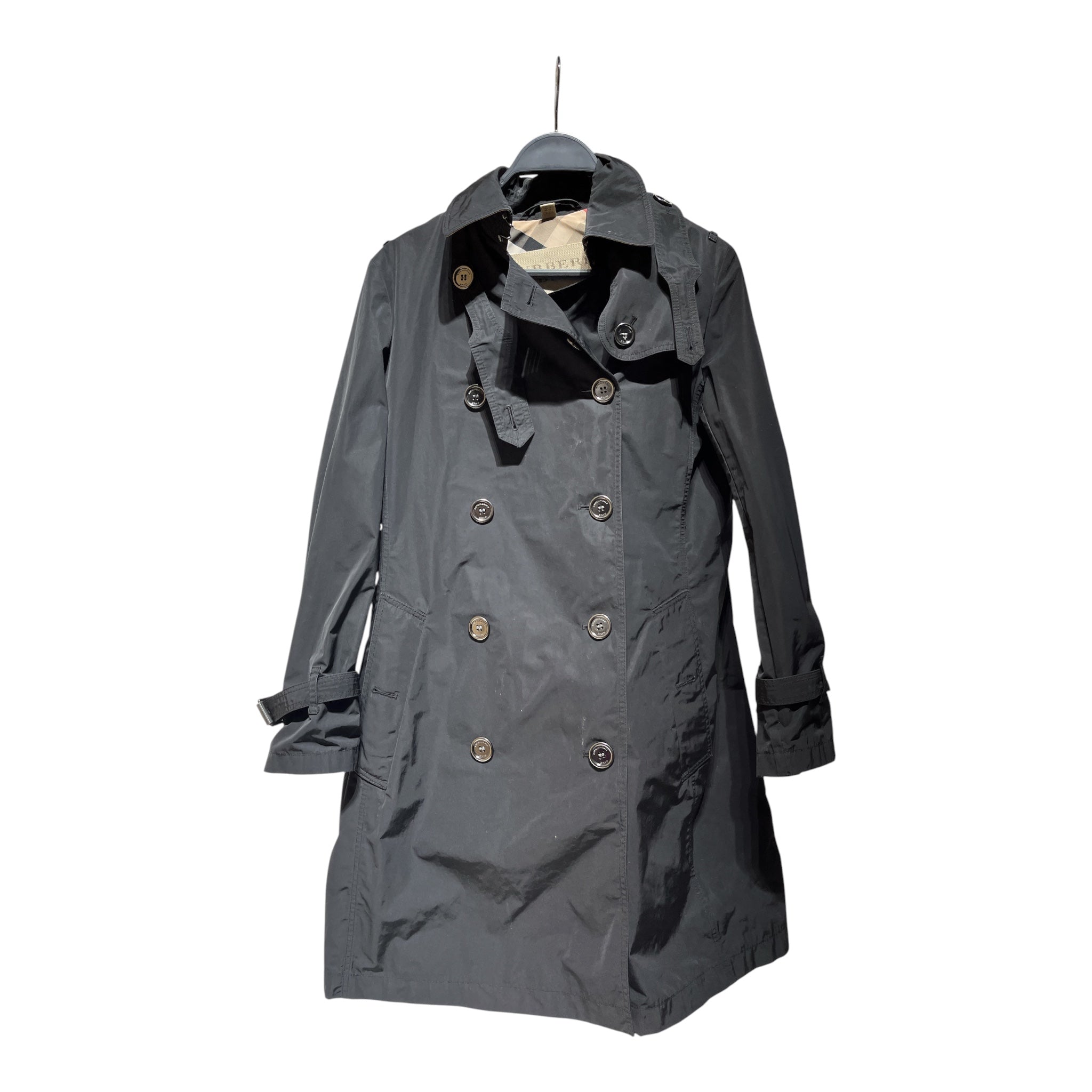 BURBERRY BRIT/Trench Coat/4/Cotton/BLK/plaid lined view 1