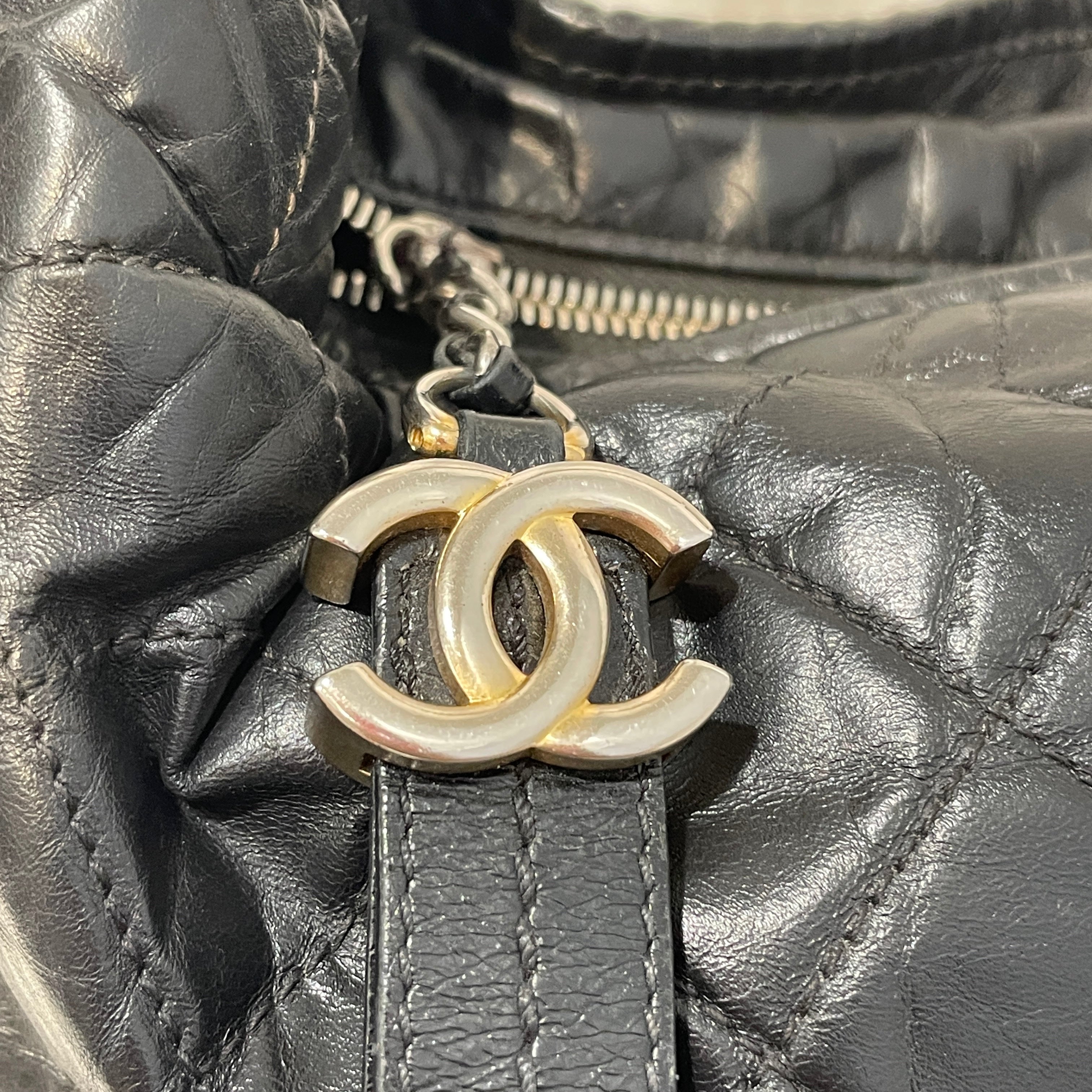 CHANEL/Hand Bag/Leather/BLK/Gabrielle Hobo view 5