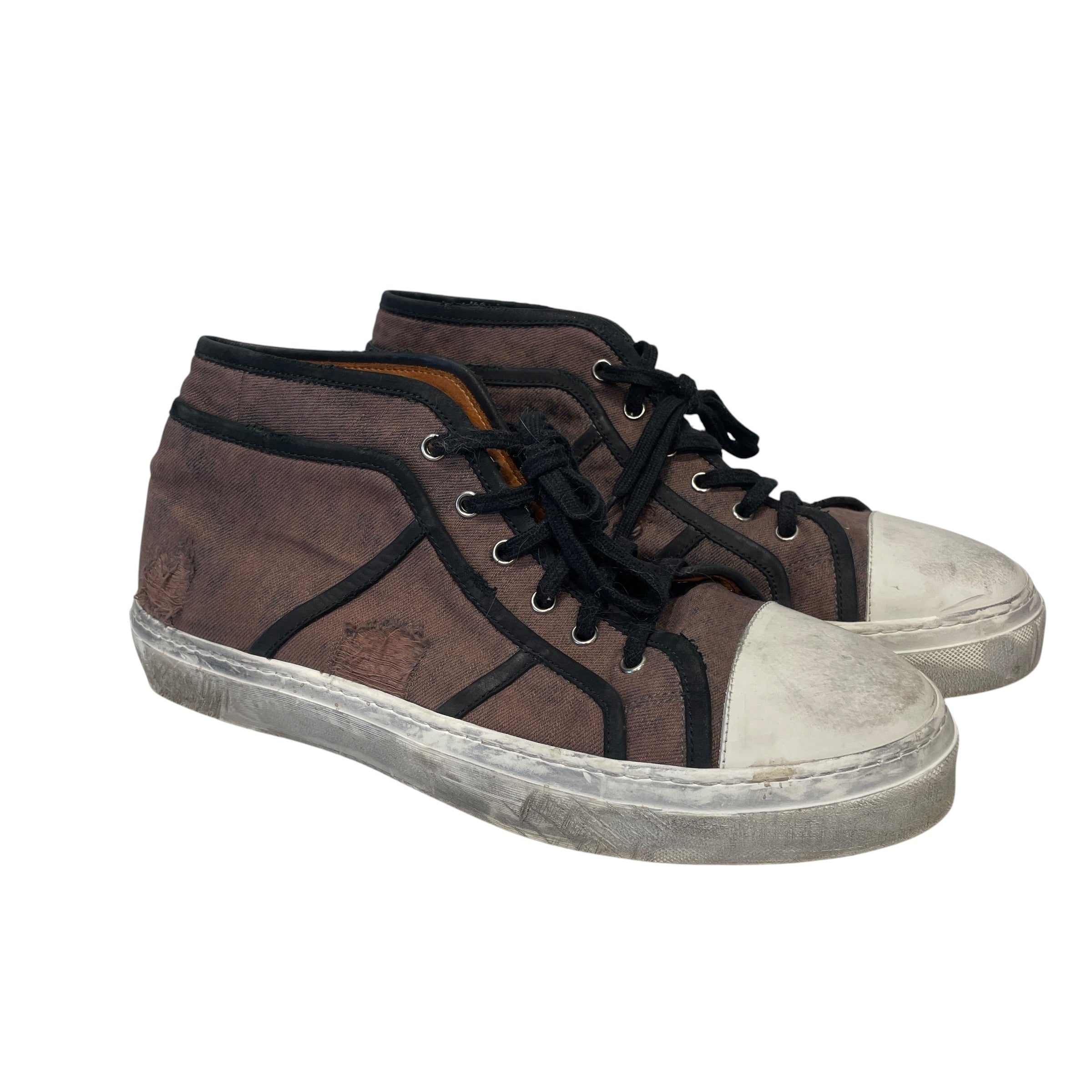 DOLCE&GABBANA/Hi-Sneakers/US 9.5/Cotton/BRW/DISTRESSED HIGH SNEAKER view 1