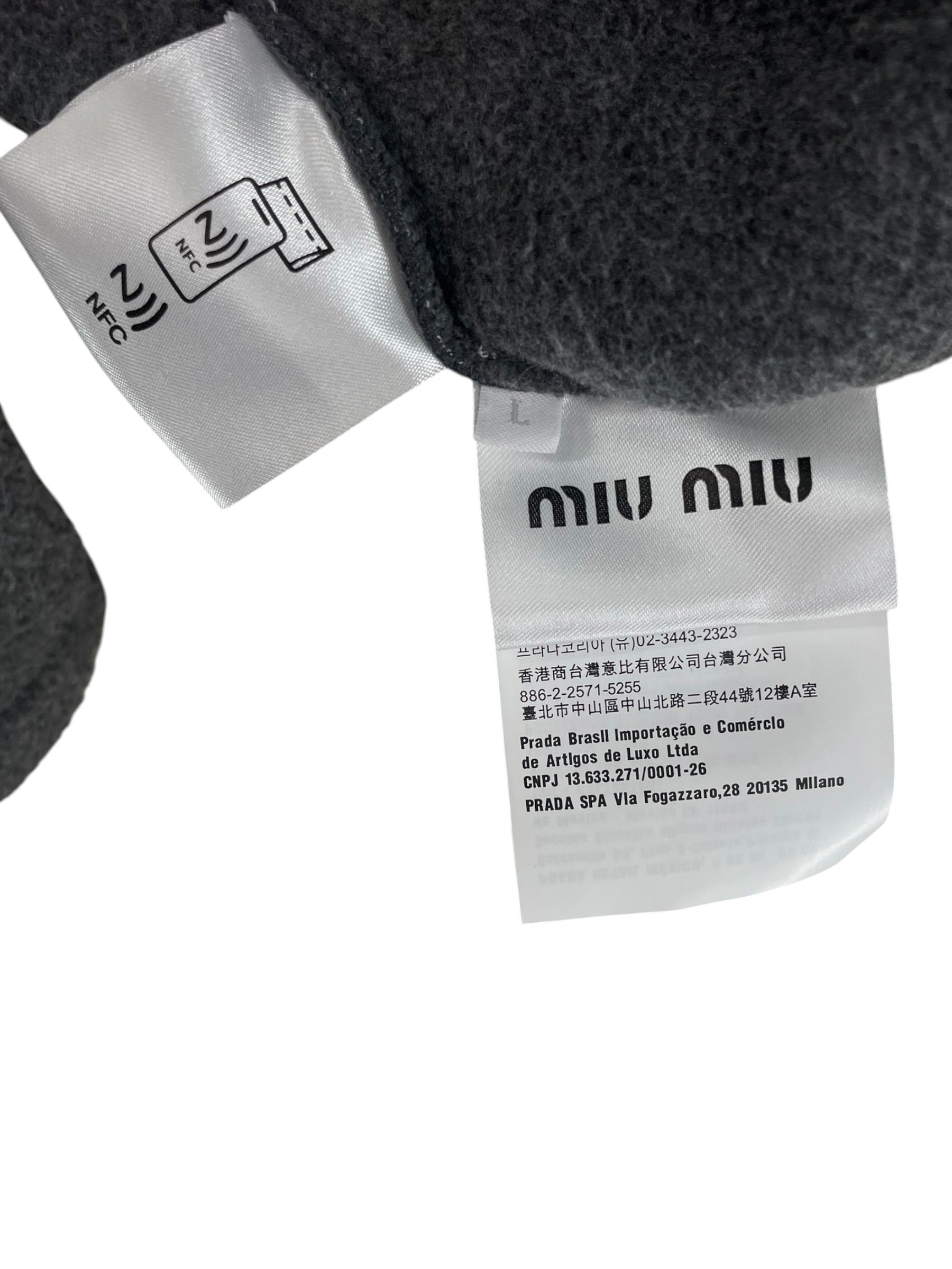 MIU MIU/Fleece Jkt/L/Polyester/GRY/WHITE LOGO EMBROIDERED FLC JKT view 8