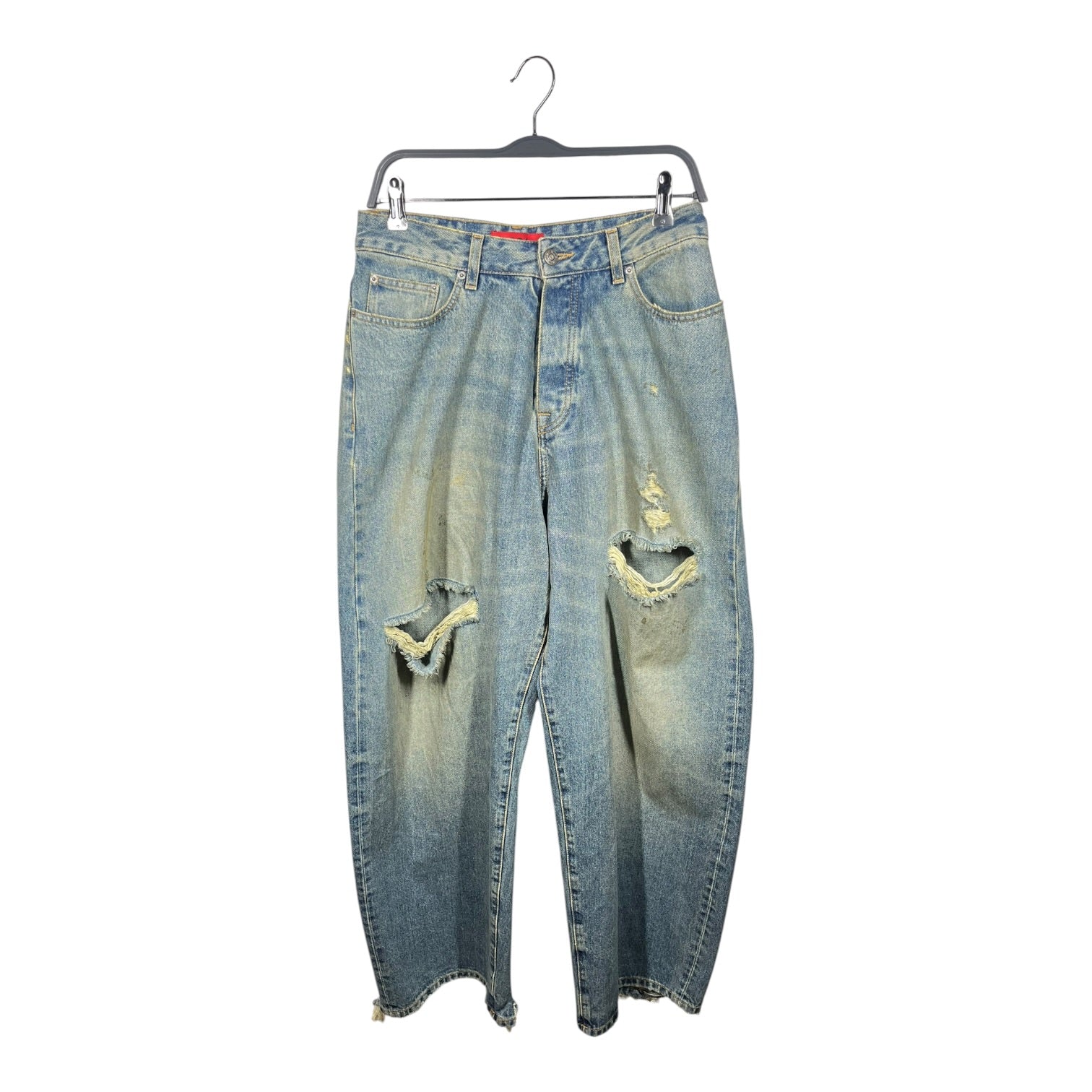 424(FourTwoFour)/Straight Pants/44/Denim/BLU/DISTRESSED WIDE LEG JEANS view 1