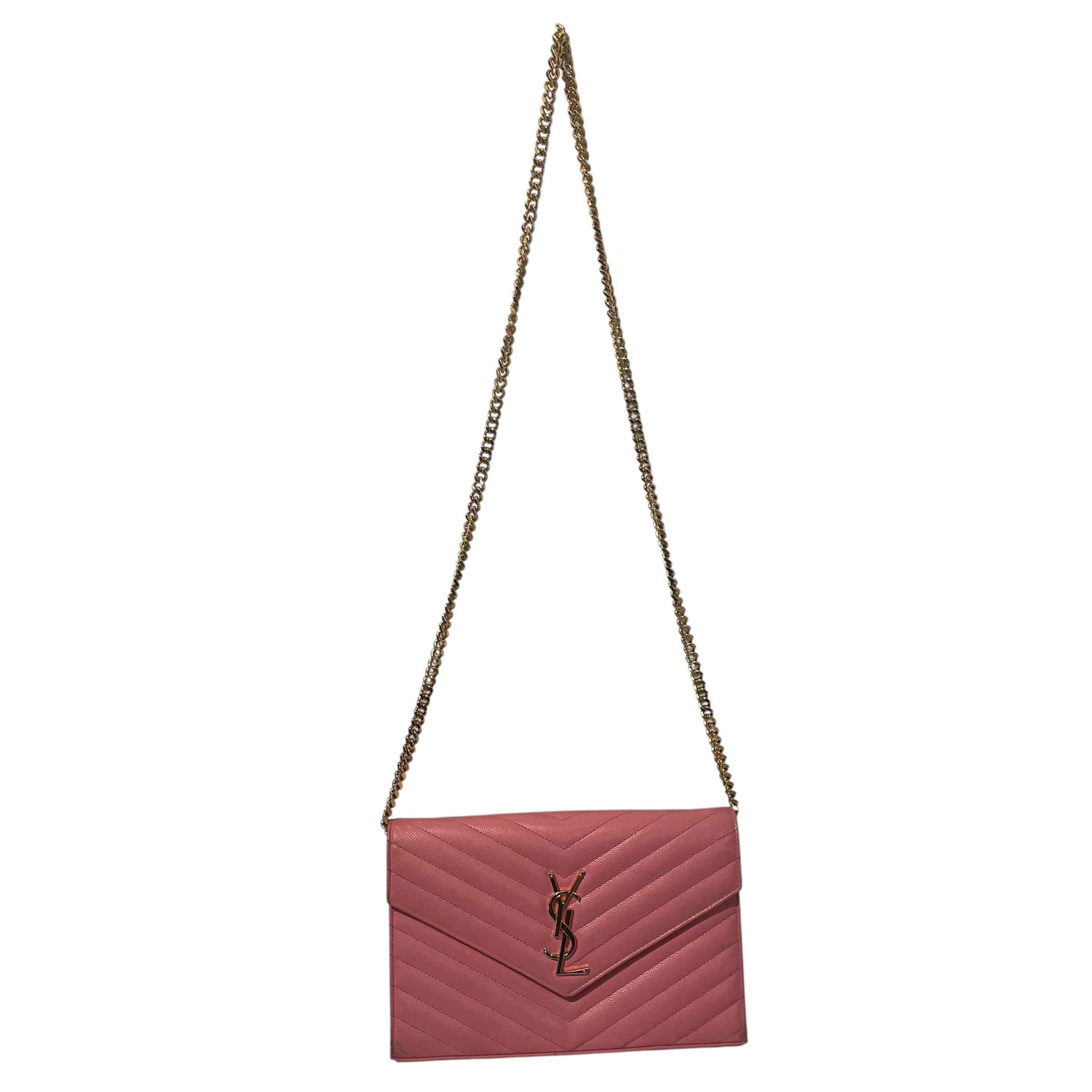 SAINT LAURENT/Cross Body Bag/Leather/PNK/ENVELOPE BAG view 1