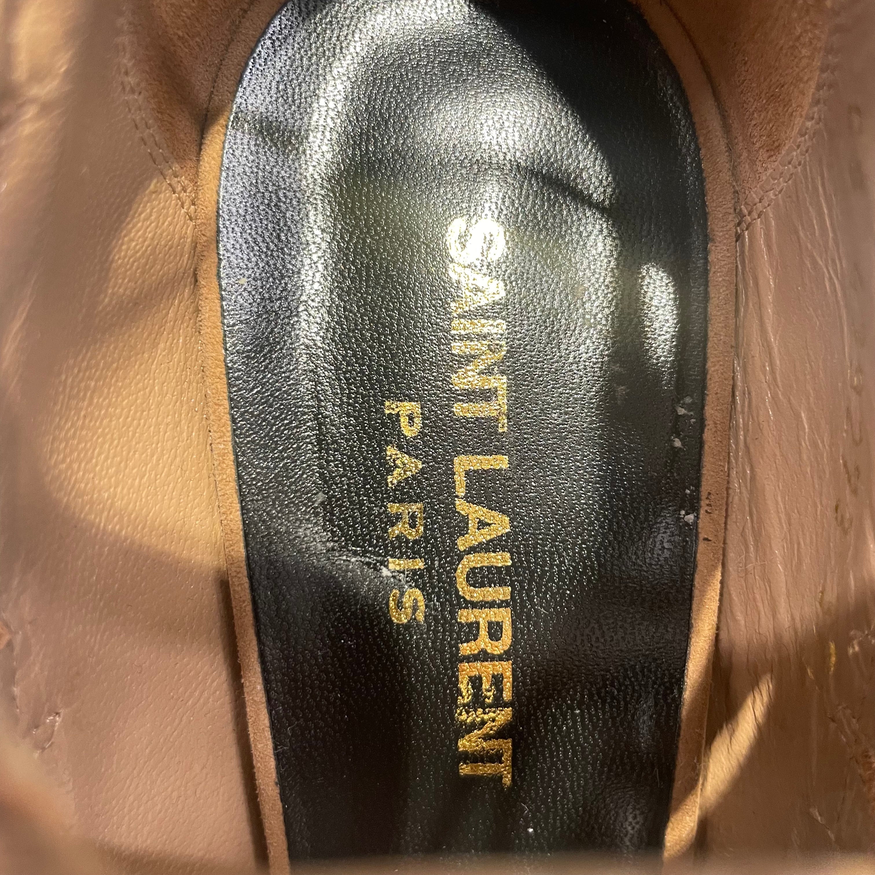 SAINT LAURENT/Heels/EU 37.5/Suede/BEG/Open-Toe/GLADIATOR view 3