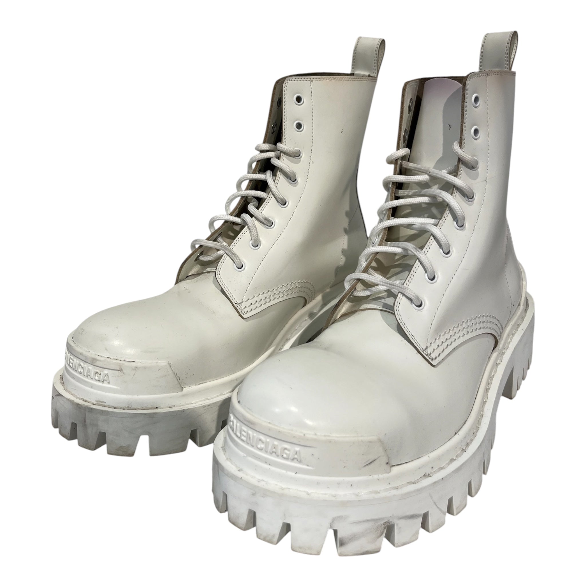 BALENCIAGA/Lace Up Boots/EU 38/Leather/WHT/S90974 WHITE STRIKE BOOTS view 1