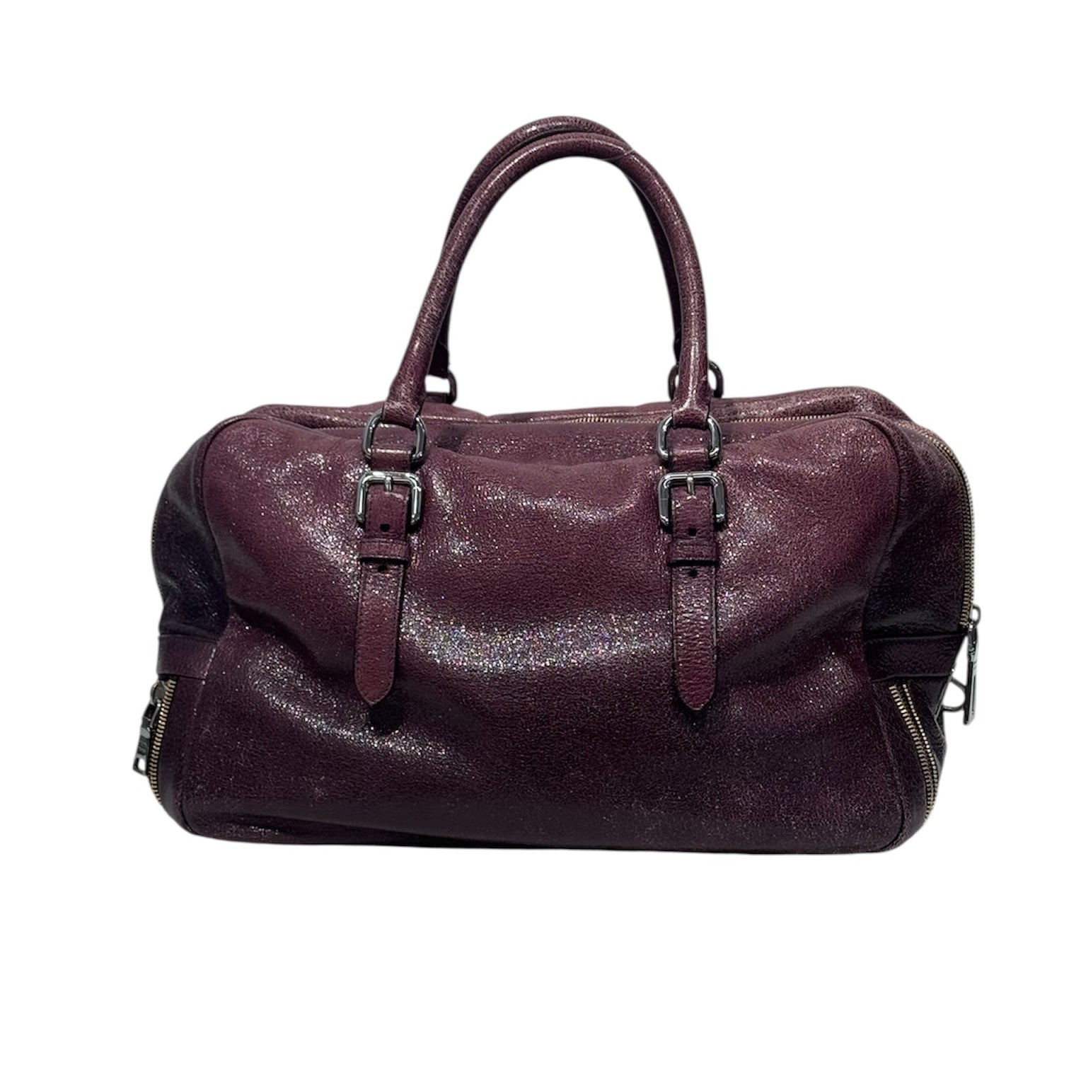 PRADA/Hand Bag/Iridescent/Leather/BRD/Burgandy Bowler Bag view 2